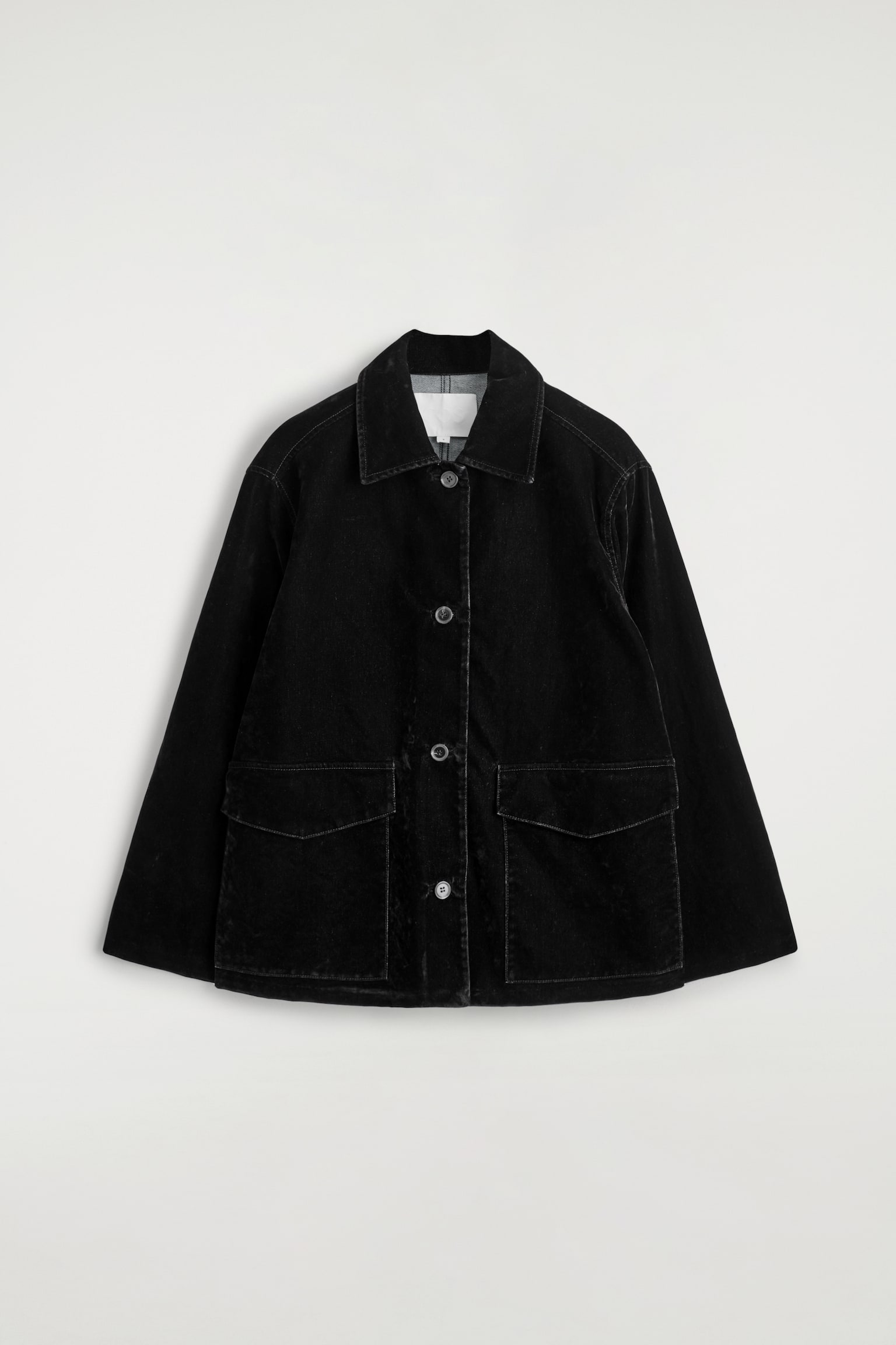 Flokktrykket denimjakke - SVART - 2