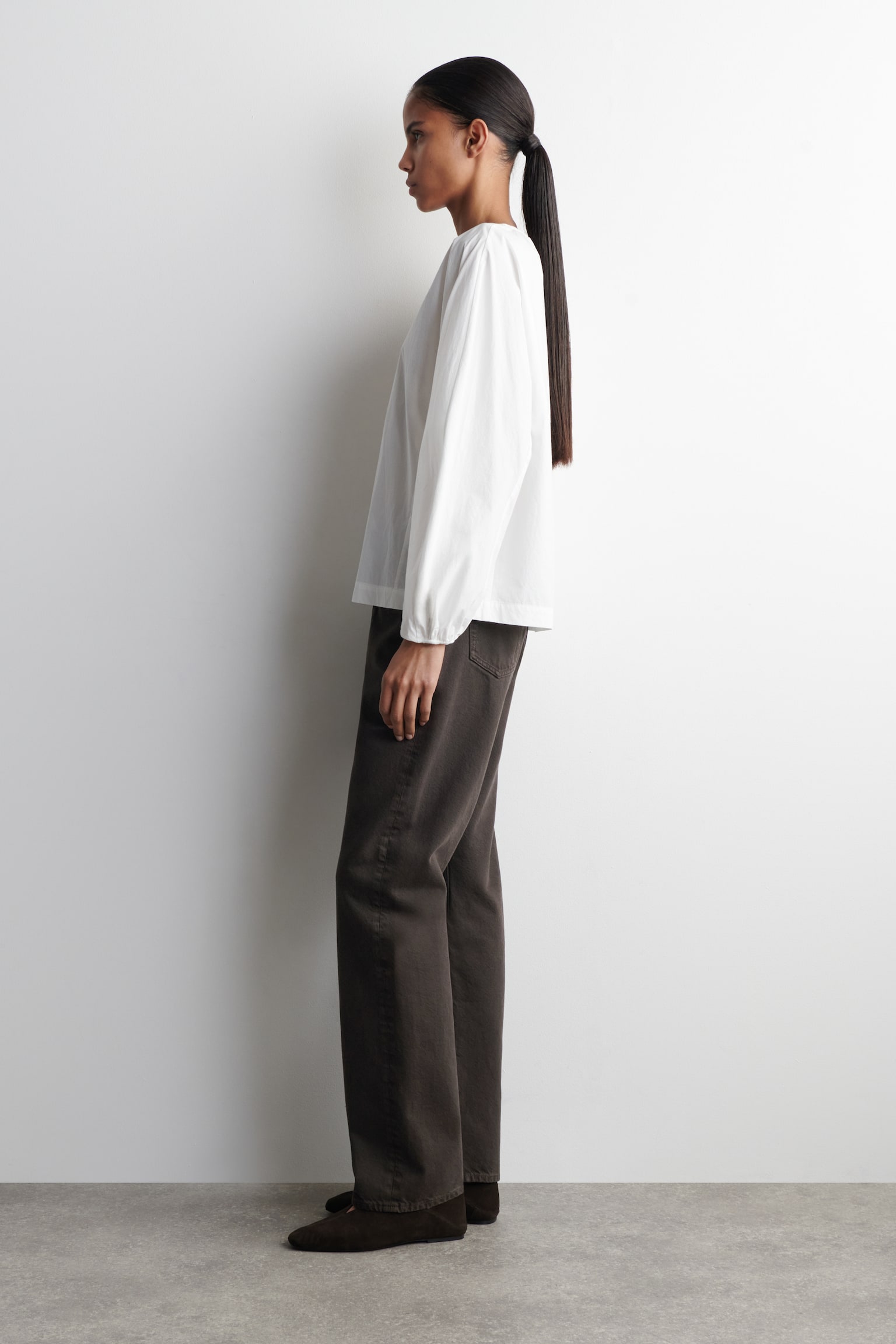 BLUSE AUS PIMA-BAUMWOLLE MIT FALTEN - WEISS/BERRY - 5