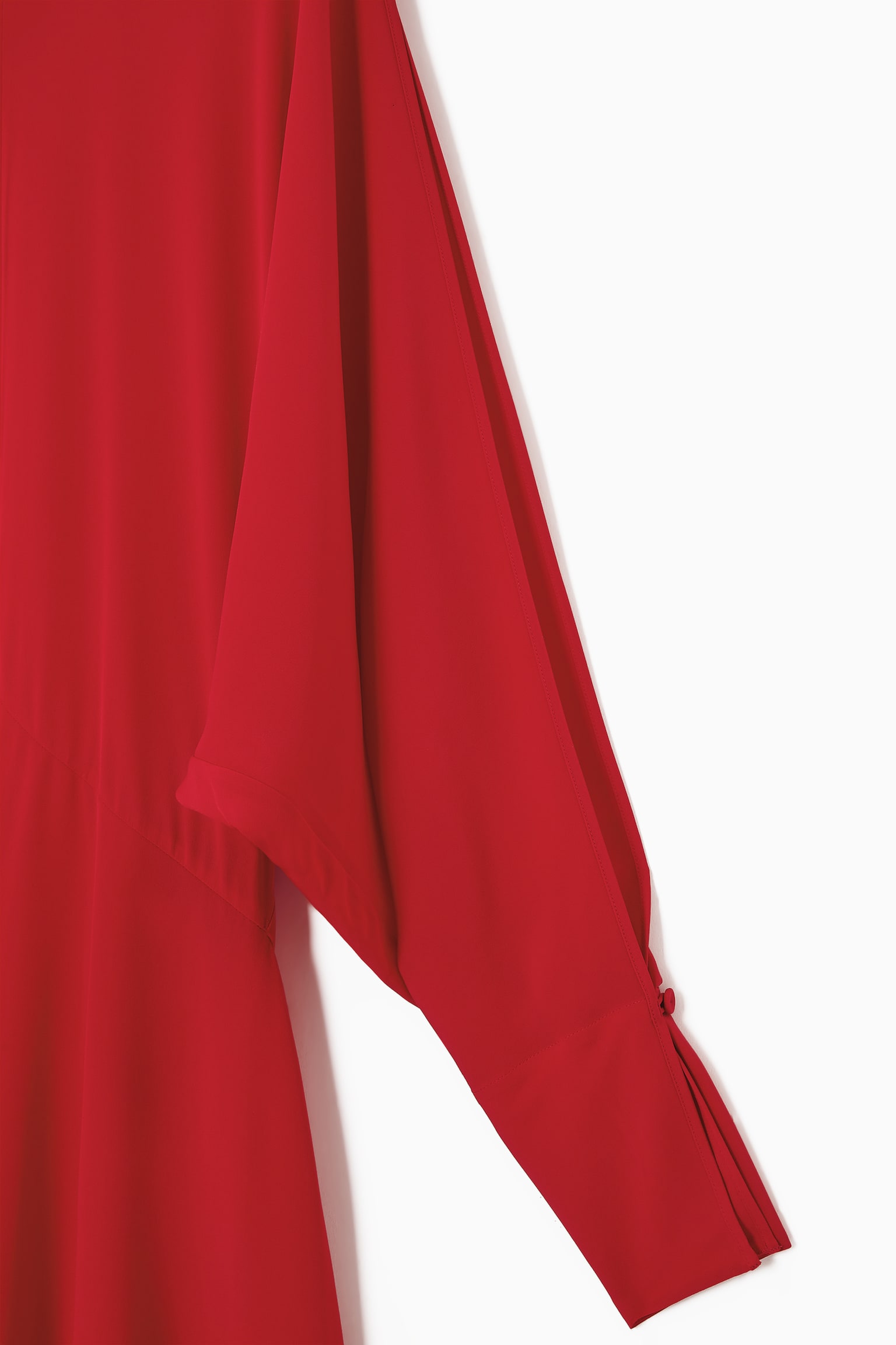 OPEN-SLEEVE SILK-BLEND DRESS - RED - 6