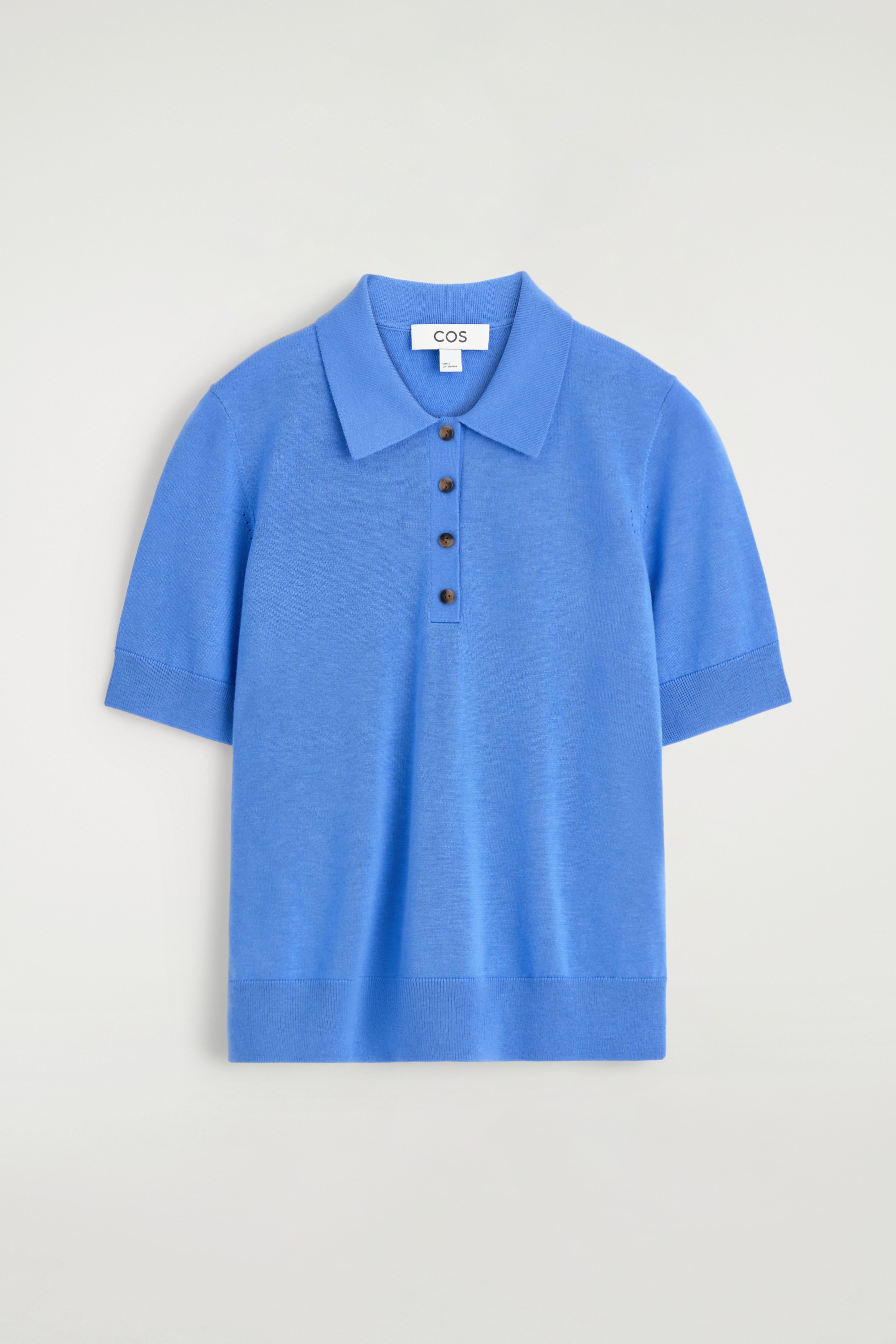 Ingekort poloshirt van wolmix - BLAUW