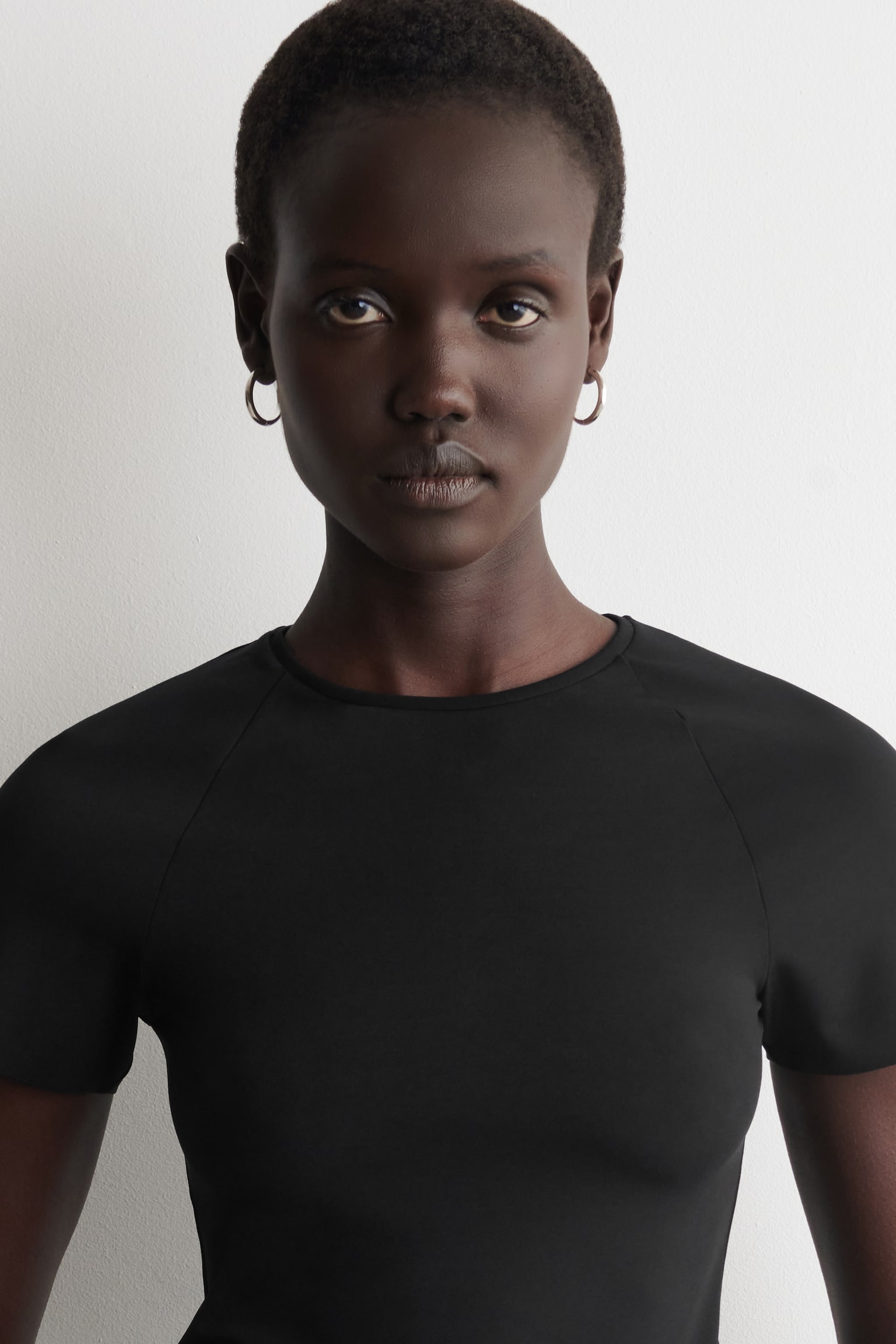 TRICOU DIN JERSEU, CROIALĂ SLIM - NEGRU/ALB - 4