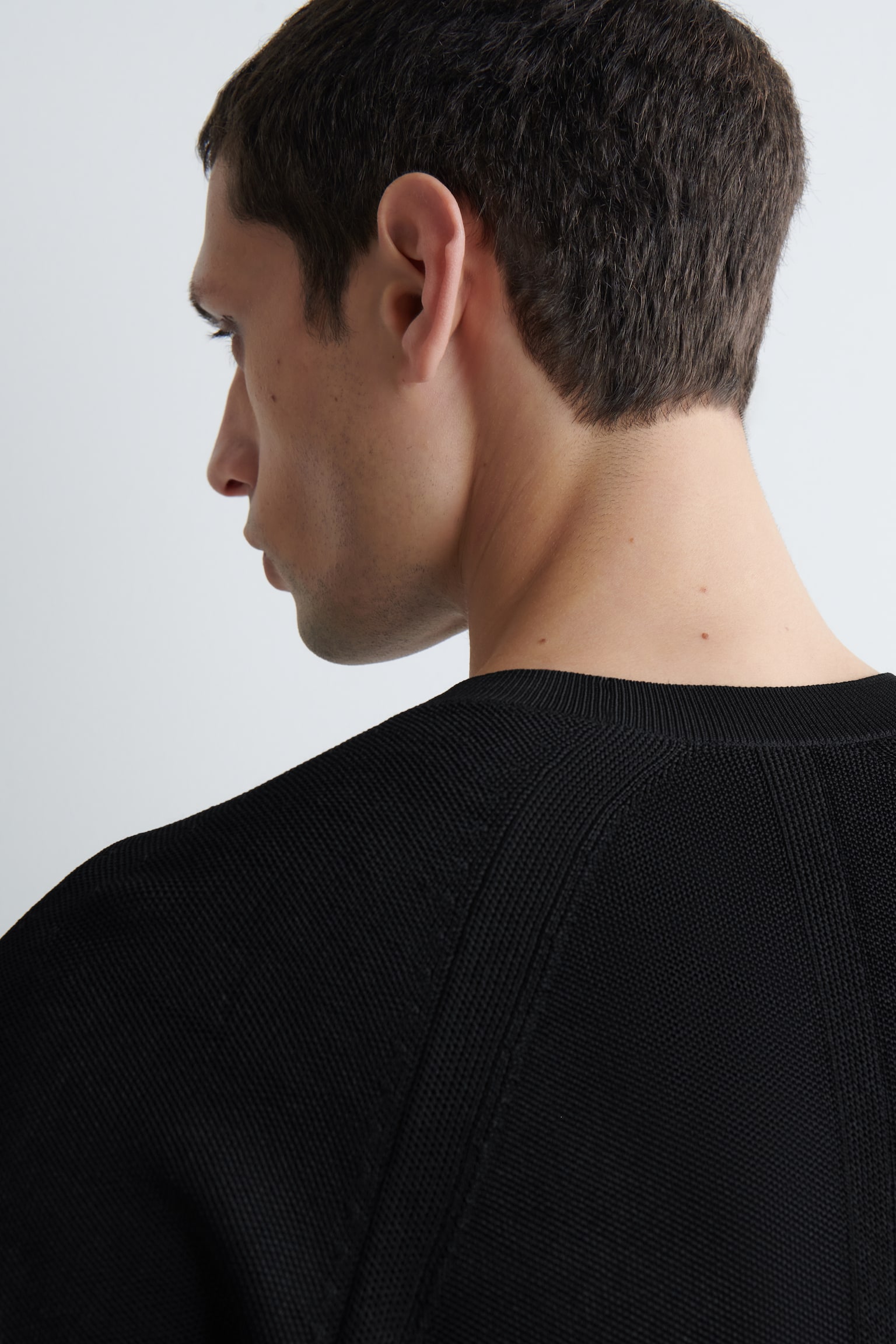 STRICK-T-SHIRT AUS DOUBLEFACE-MATERIAL - SCHWARZ - 7