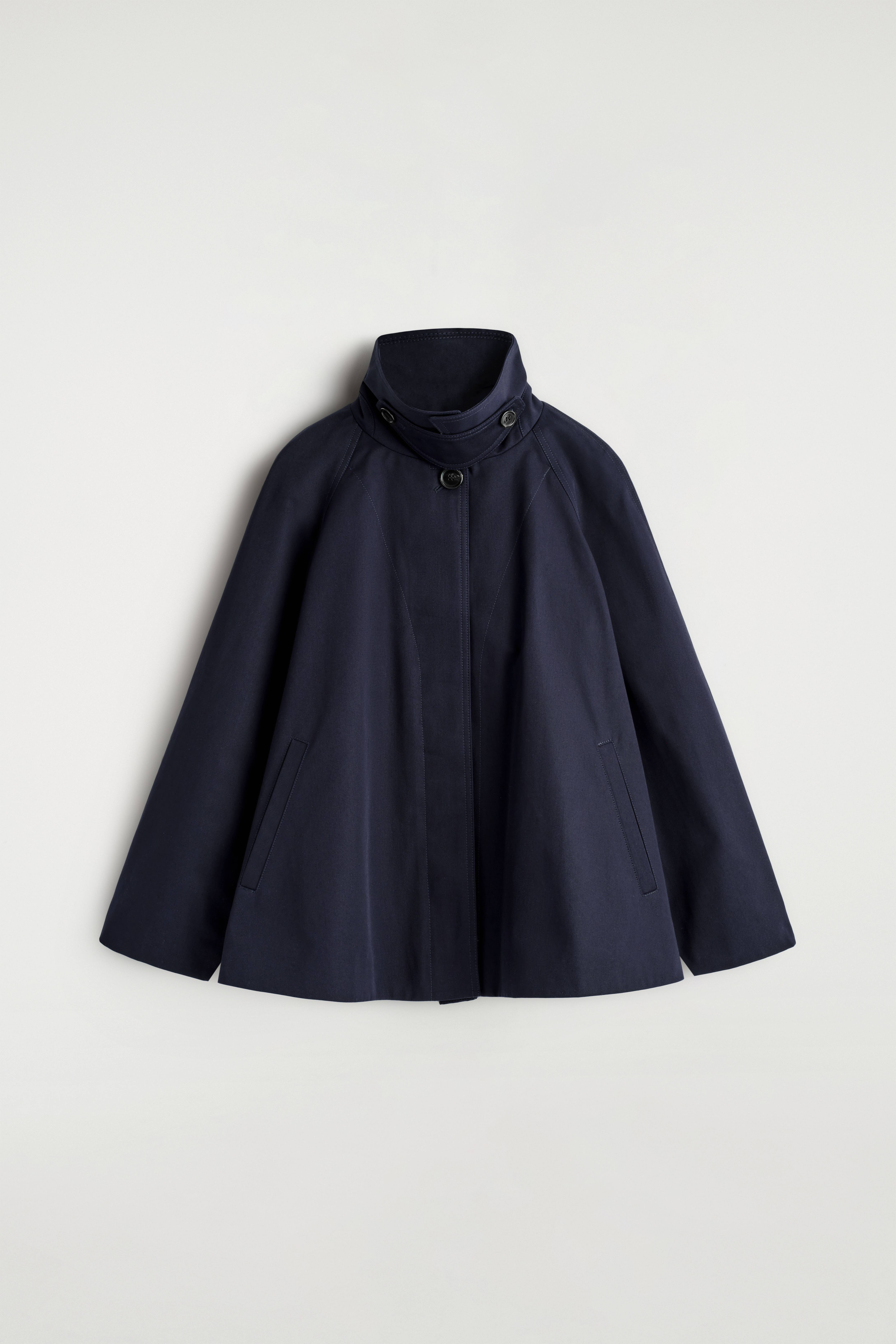 GIACCA A TRAPEZIO IN TWILL DI COTONE - BLU NAVY/KAKI