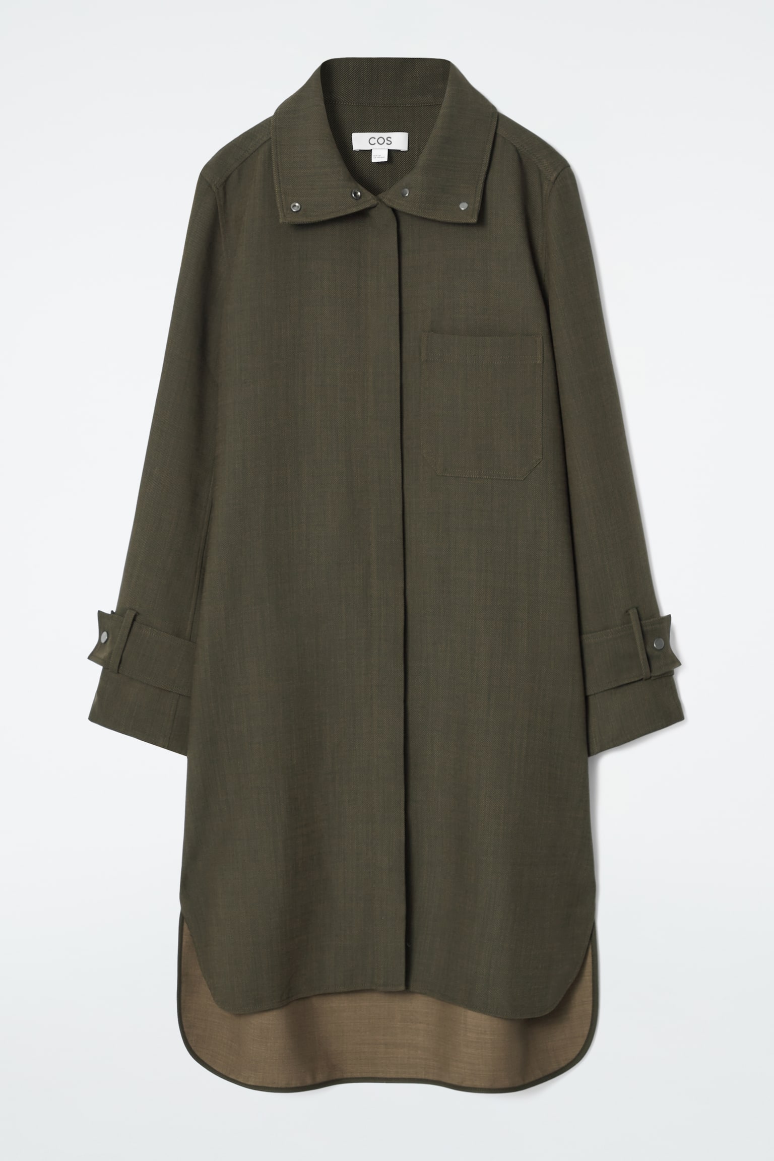 OVERSIZED WOOL-BLEND SHIRT DRESS - KHAKI MÉLANGE - 2