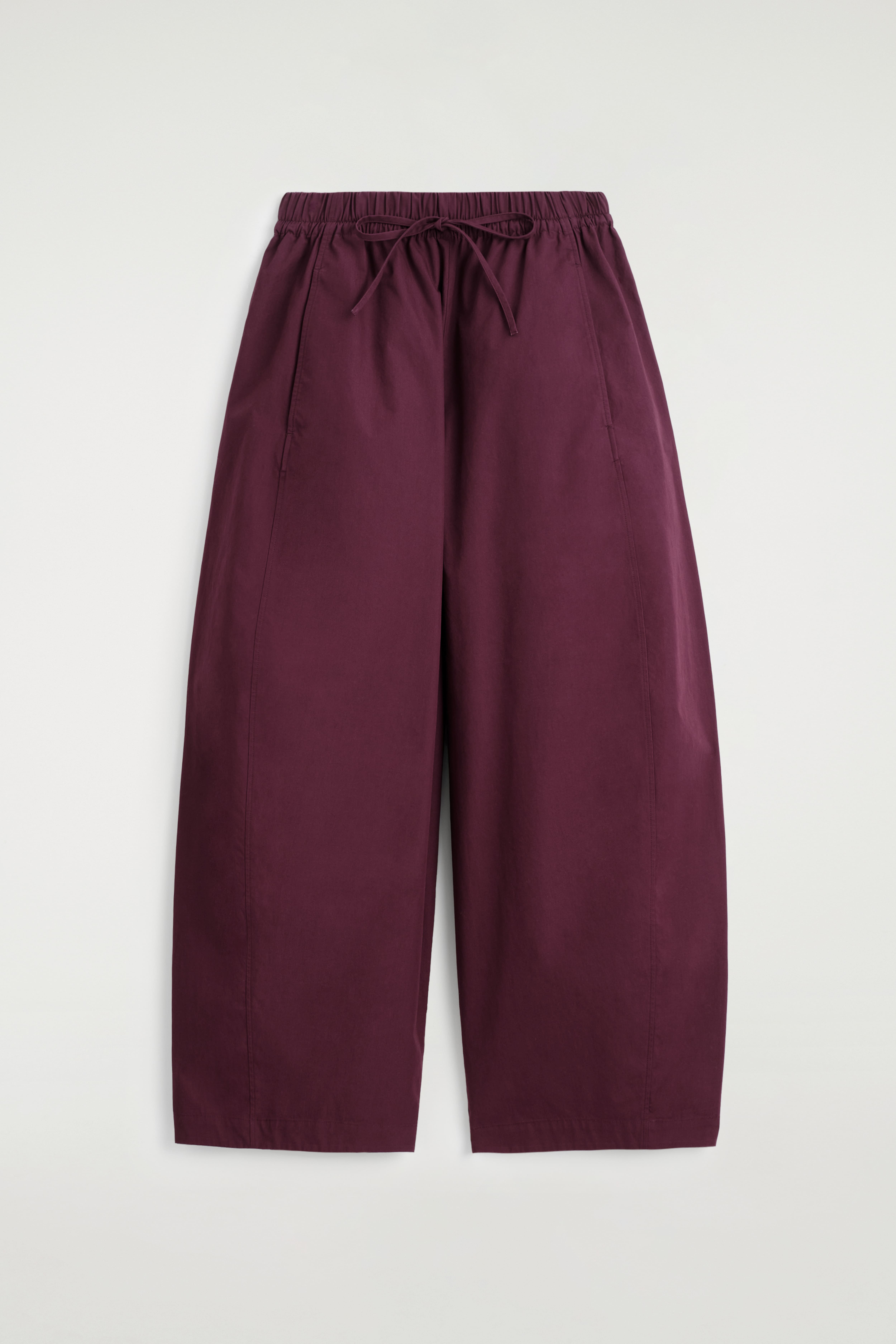 PANTALONI ELASTICIZZATI CON TAGLIO BARREL LEG - ROSSO SCURO