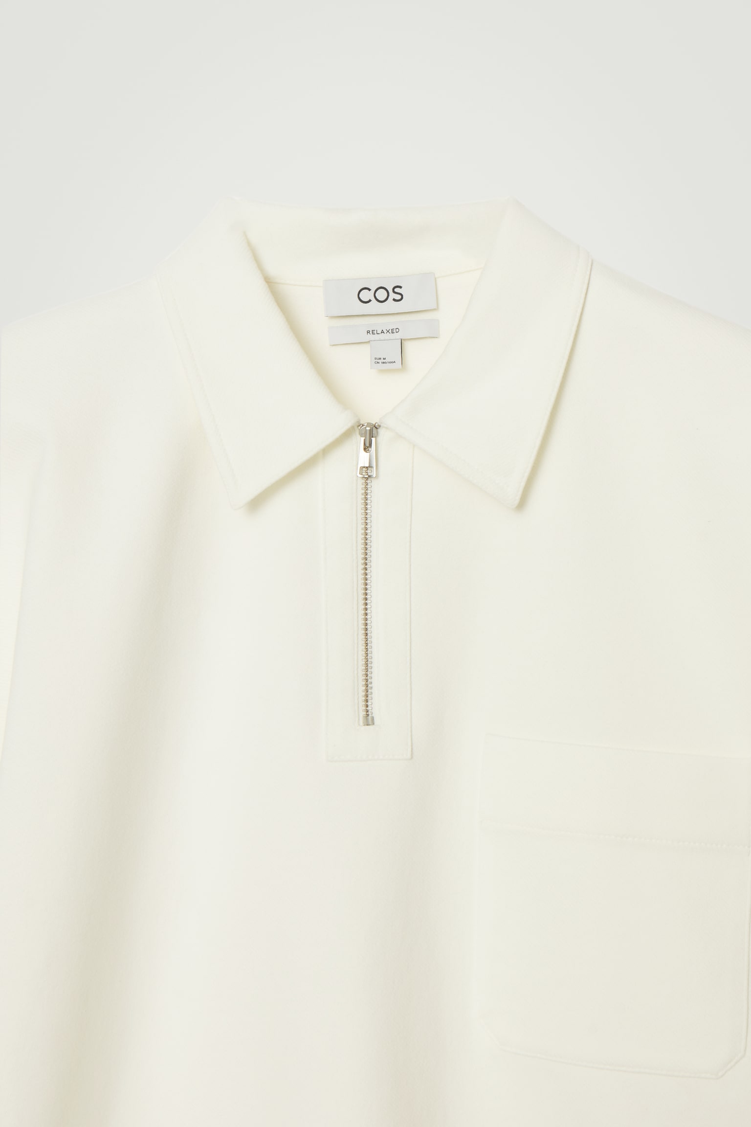 COTTON-TWILL HALF-ZIP POLO SHIRT - OFF-WHITE/NAVY - 7