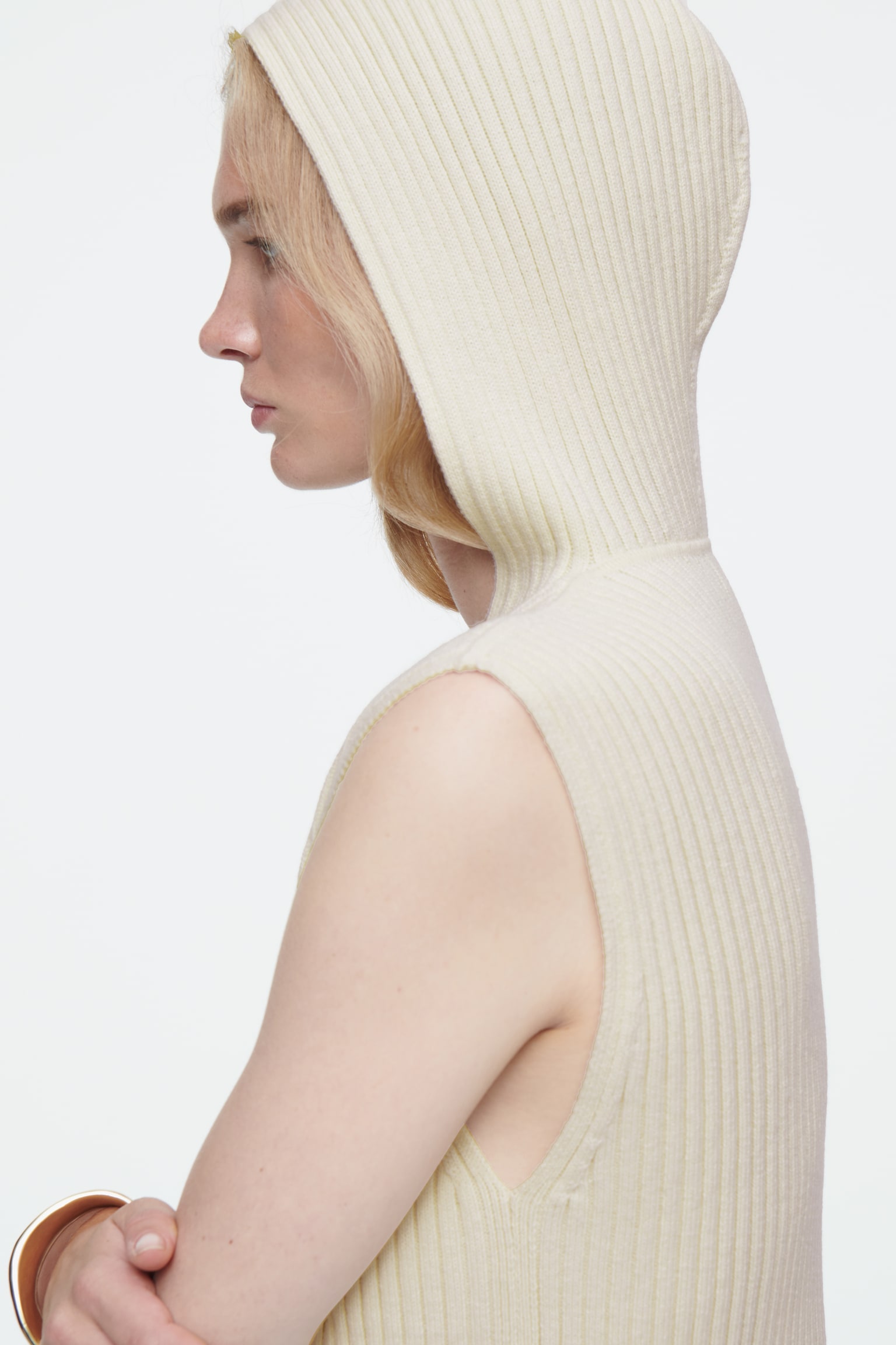 RIBBED-KNIT HOODED TANK TOP - OFF-WHITE - 7