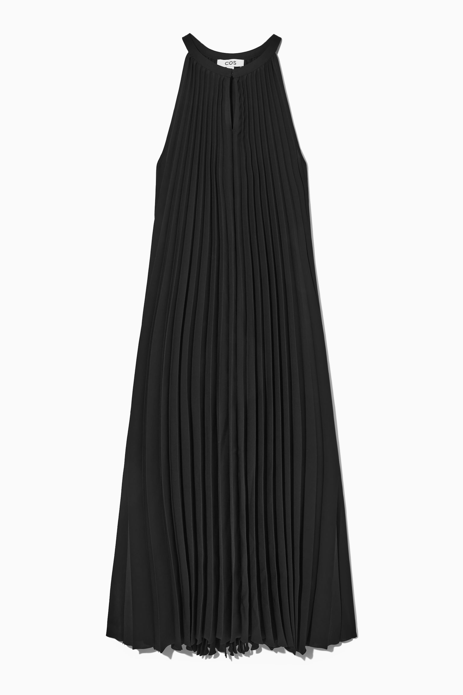 PLEATED HALTERNECK MIDI DRESS - BLACK/BLUE - 1