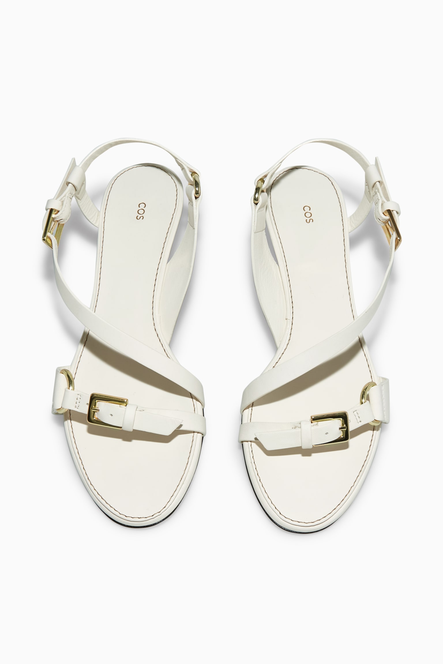 BUCKLED STRAPPY HEELED SANDALS - WHITE/BLACK - 4