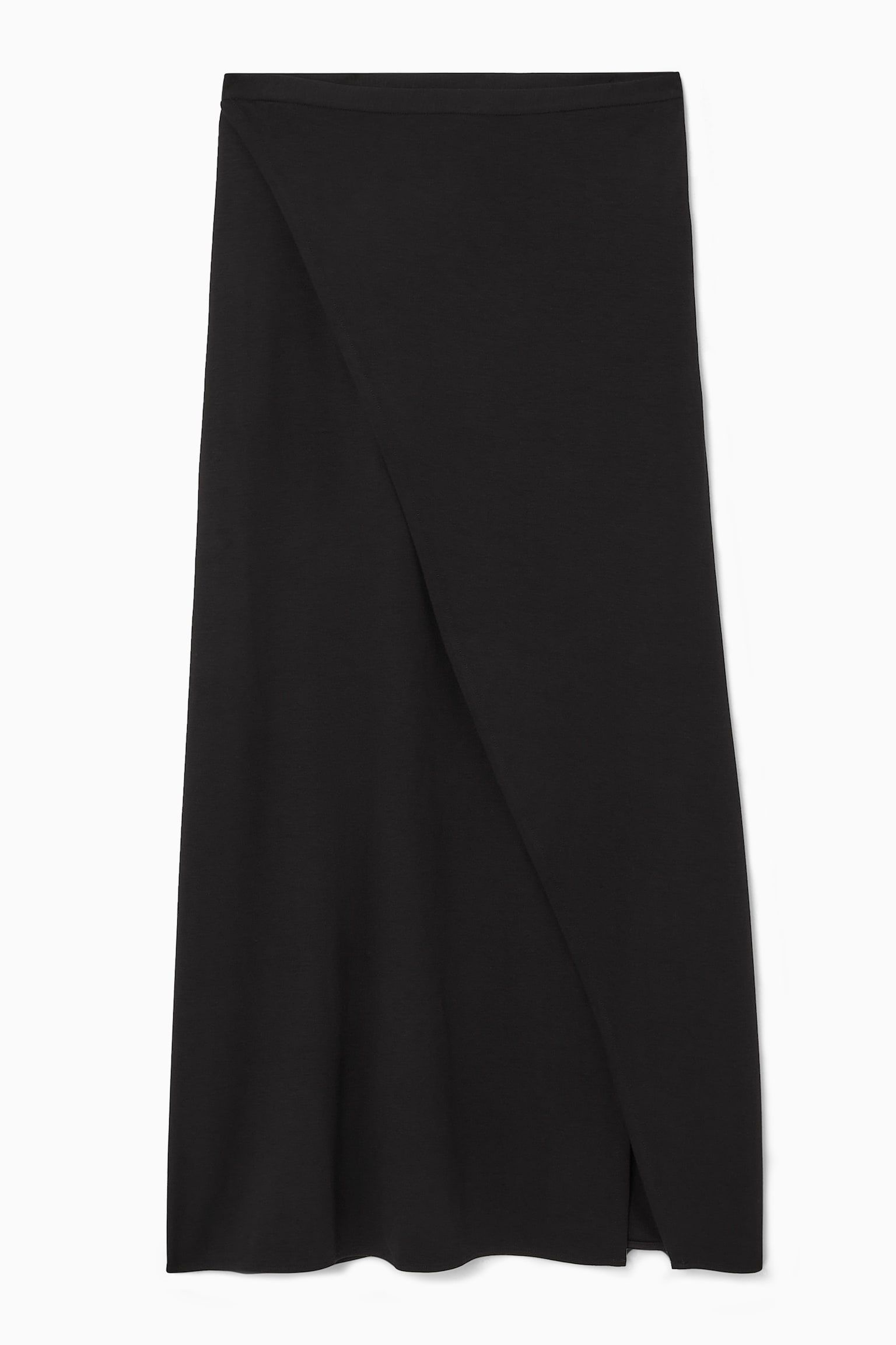 JERSEY WRAP MIDI SKIRT - BLACK/OCHRE - 2