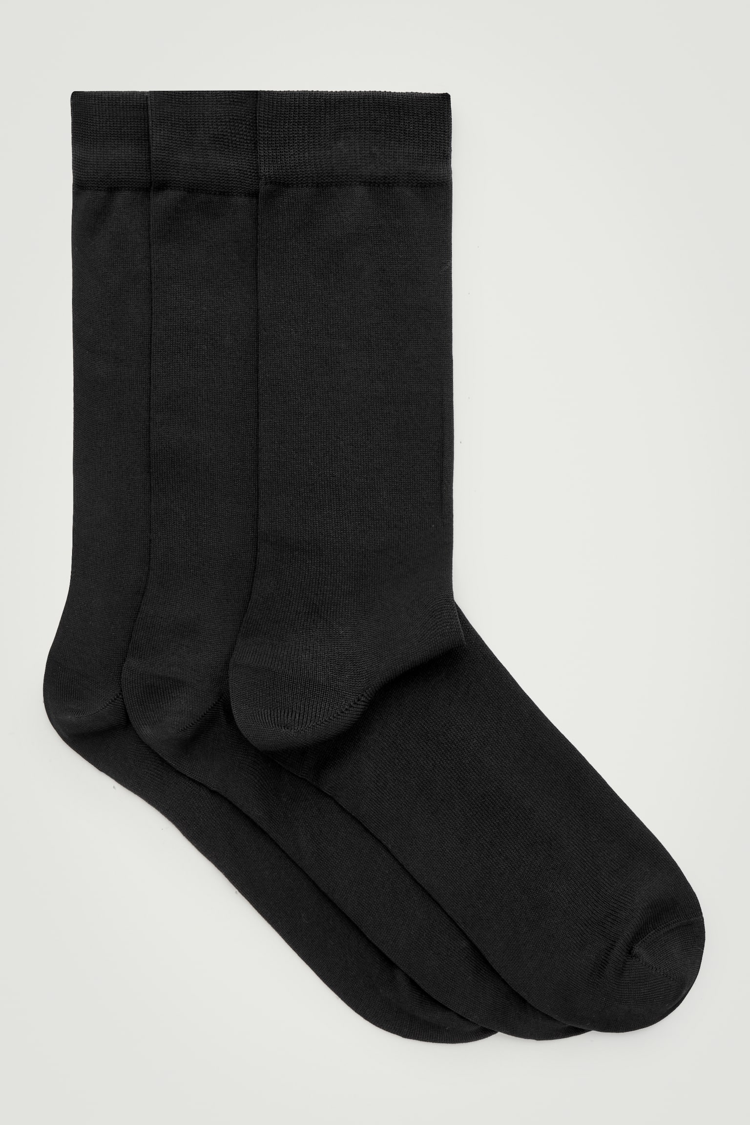 3-PACK MERCERISED COTTON SOCKS - BLACK - 1