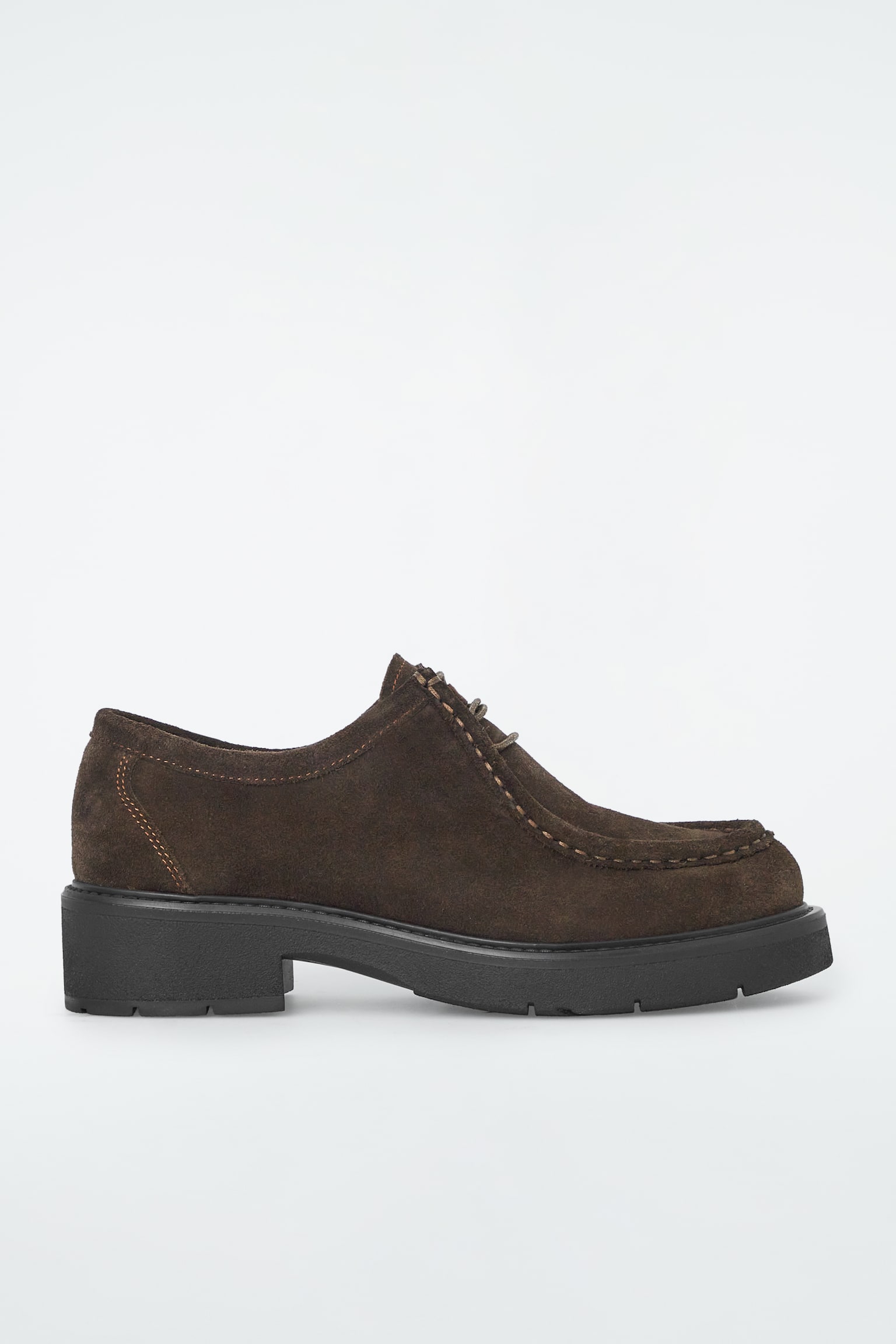 CHUNKY SUEDE DERBY SHOES - DARK BROWN - 2