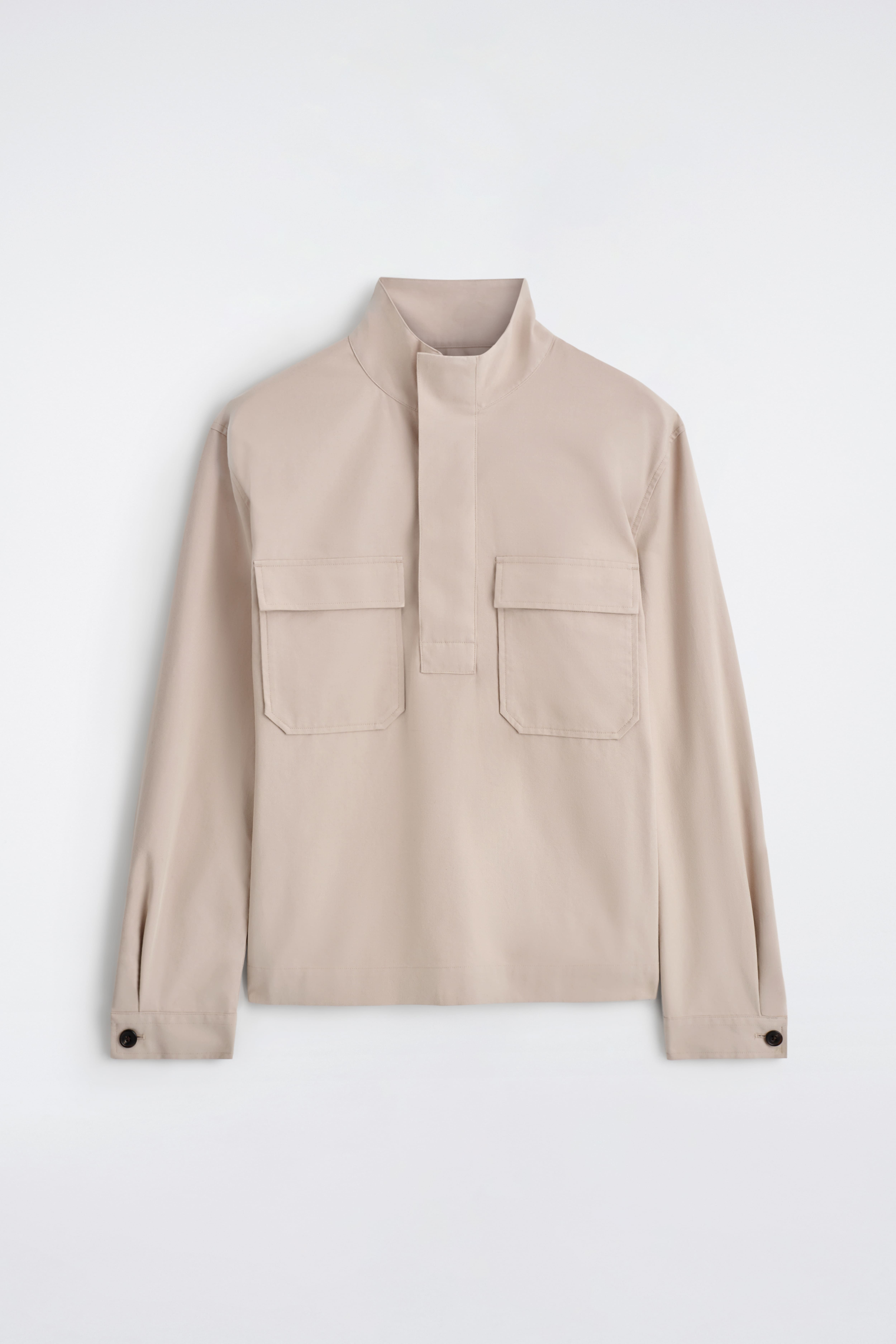 OVERSHIRT IN TWILL DI COTONE CON MEZZA CERNIERA - BEIGE CHIARO
