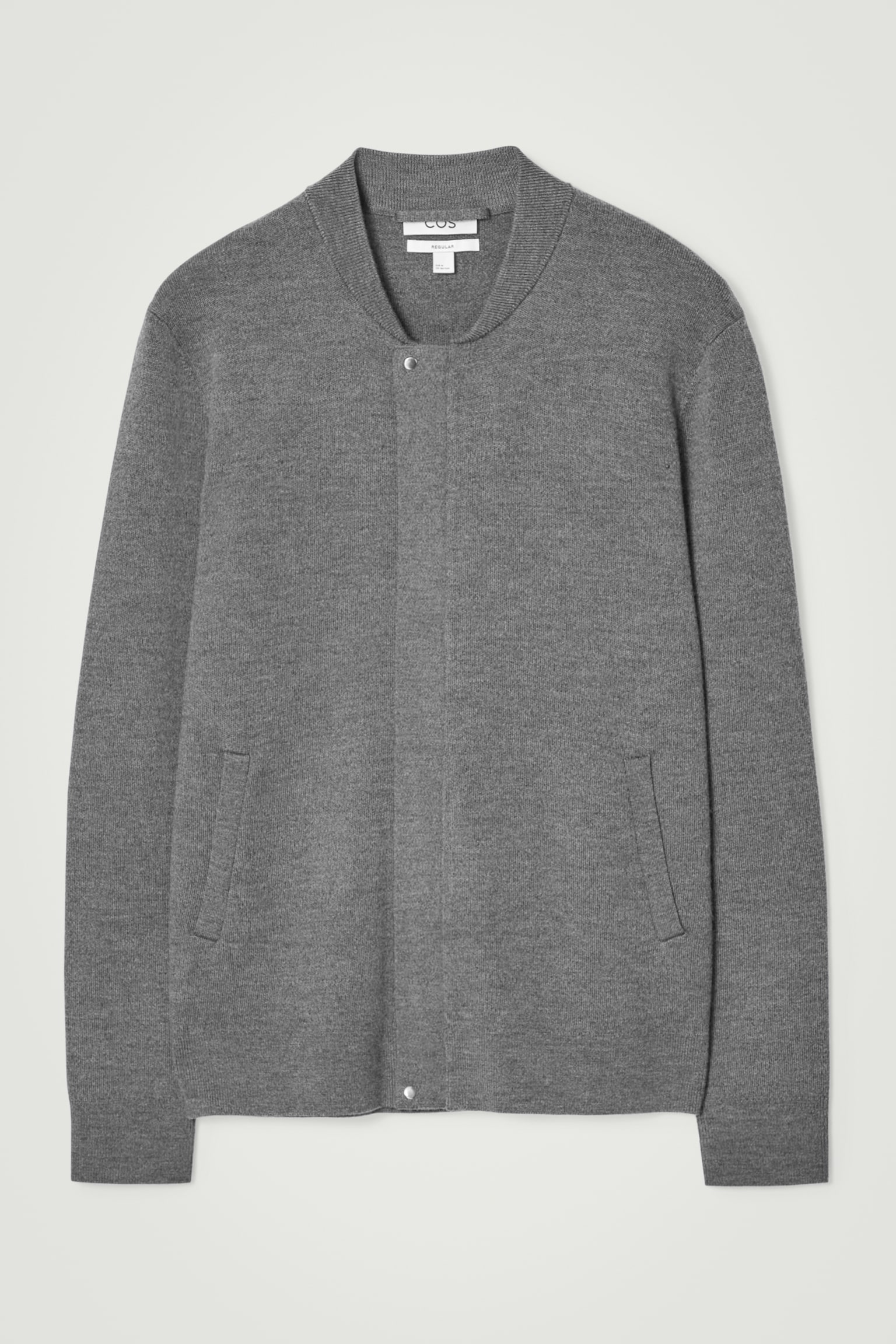 KNITTED WOOL BOMBER JACKET - GREY/BLACK - 2