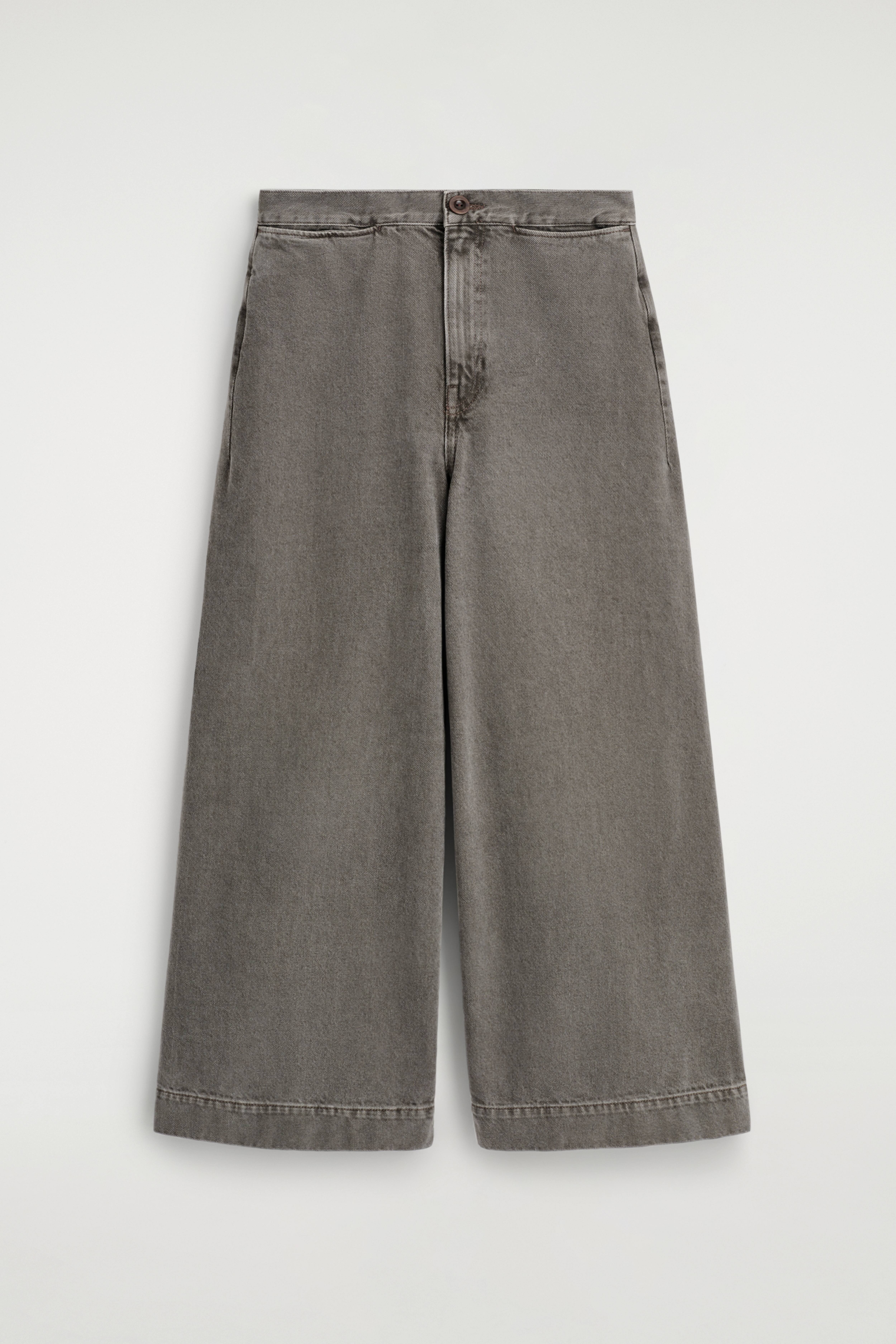 CROPPED WIDE-LEG DENIM TROUSERS - BRUN/SORT