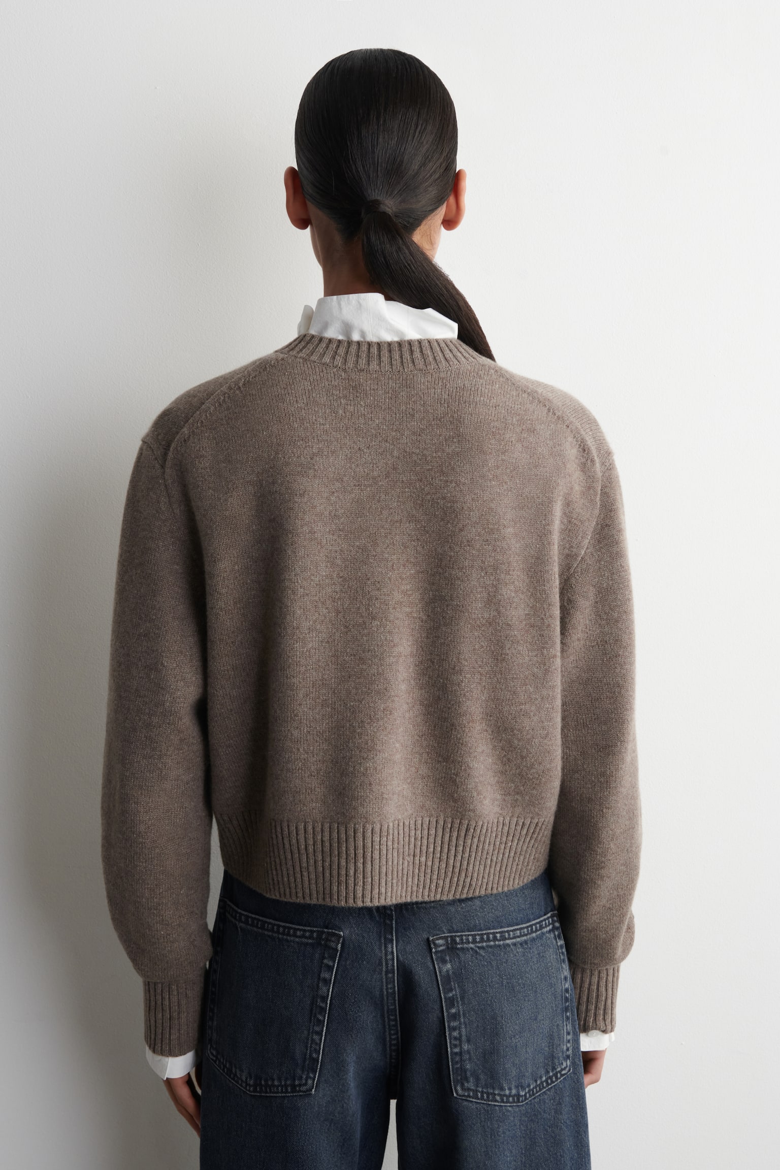 MERINO WOOL CARDIGAN - BEIGE MÉLANGE/BLACK/BUTTER YELLOW - 4