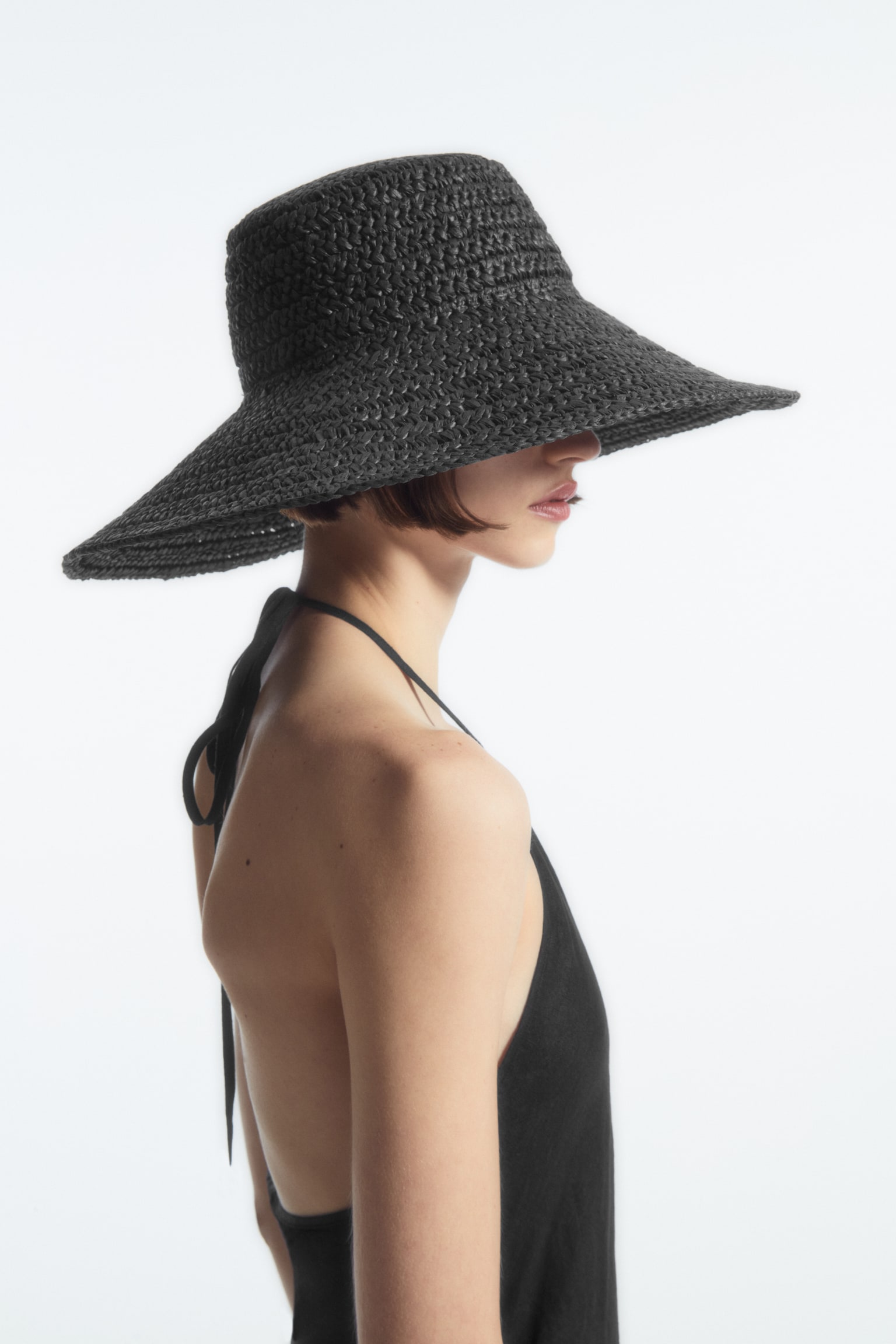 WOVEN STRAW HAT - BLACK/BEIGE - 4