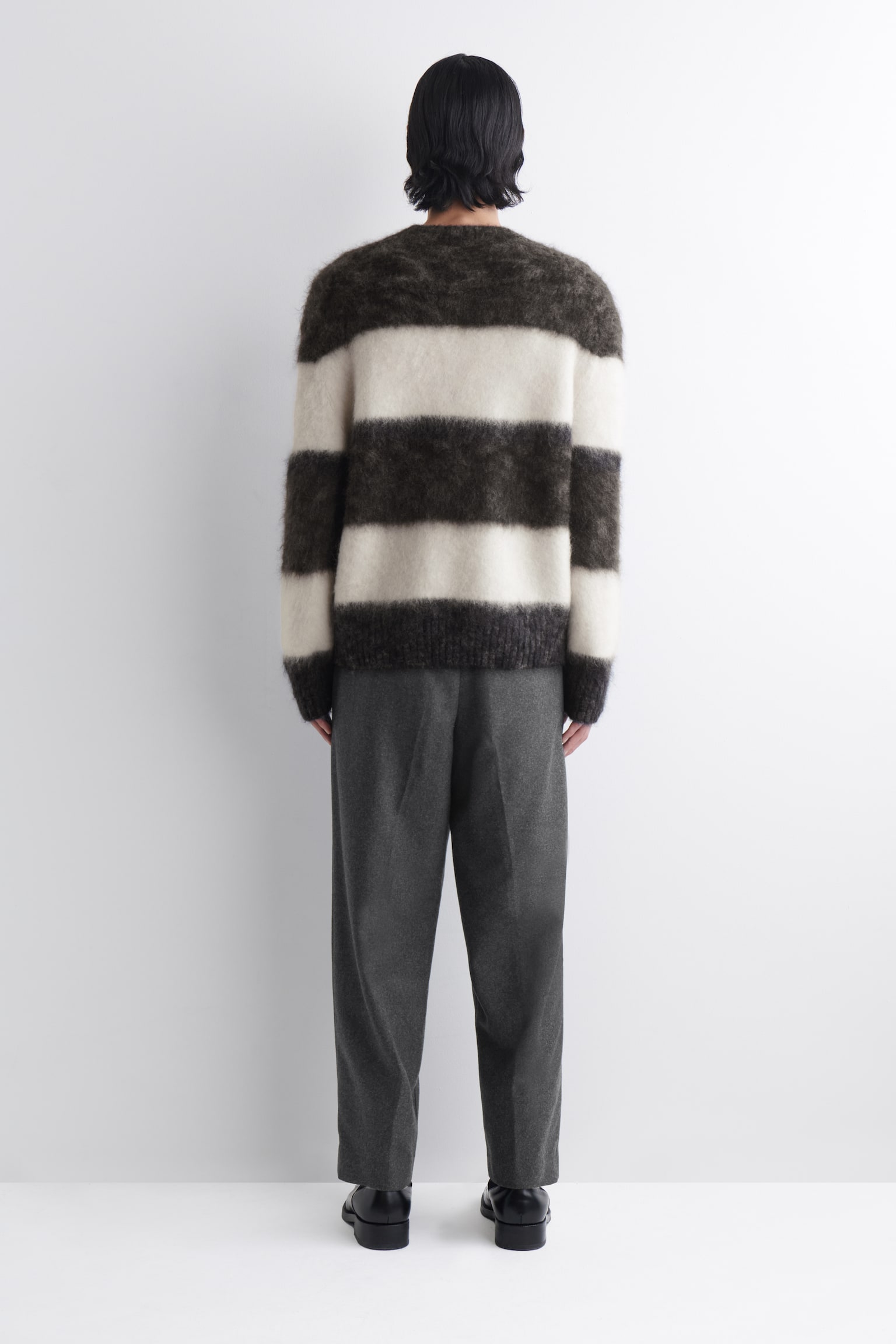 PLEATED WOOL RELAXED-FIT STRAIGHT-LEG TROUSERS - MÖRKGRÅ MELERING - 5