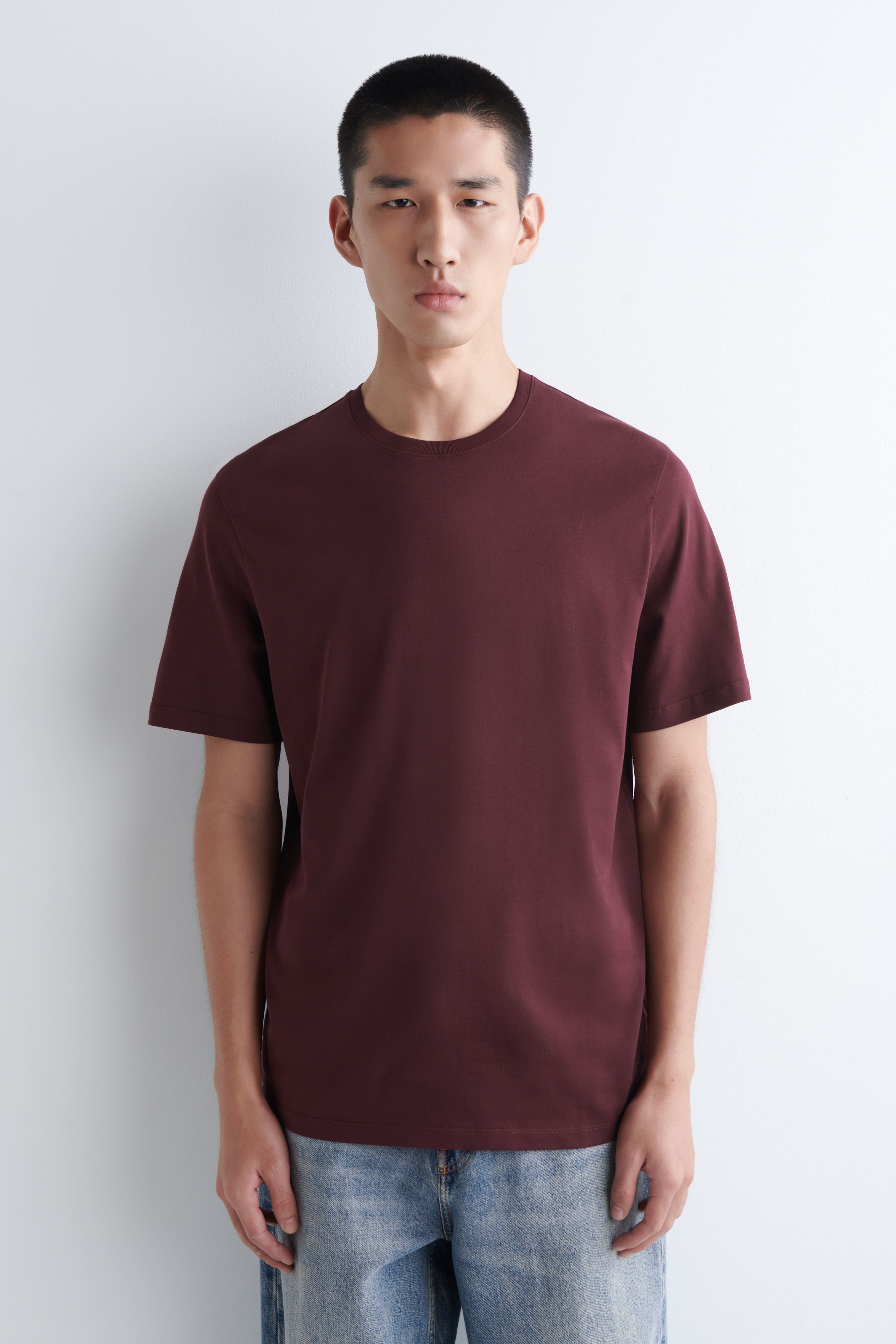 LOT DE 3 T-SHIRTS À COL ROND EN COTON - MARINE / ROUGE FONCÉ / VERT/BLANC/NOIR/BLEU MARINE / BLANC / GRIS