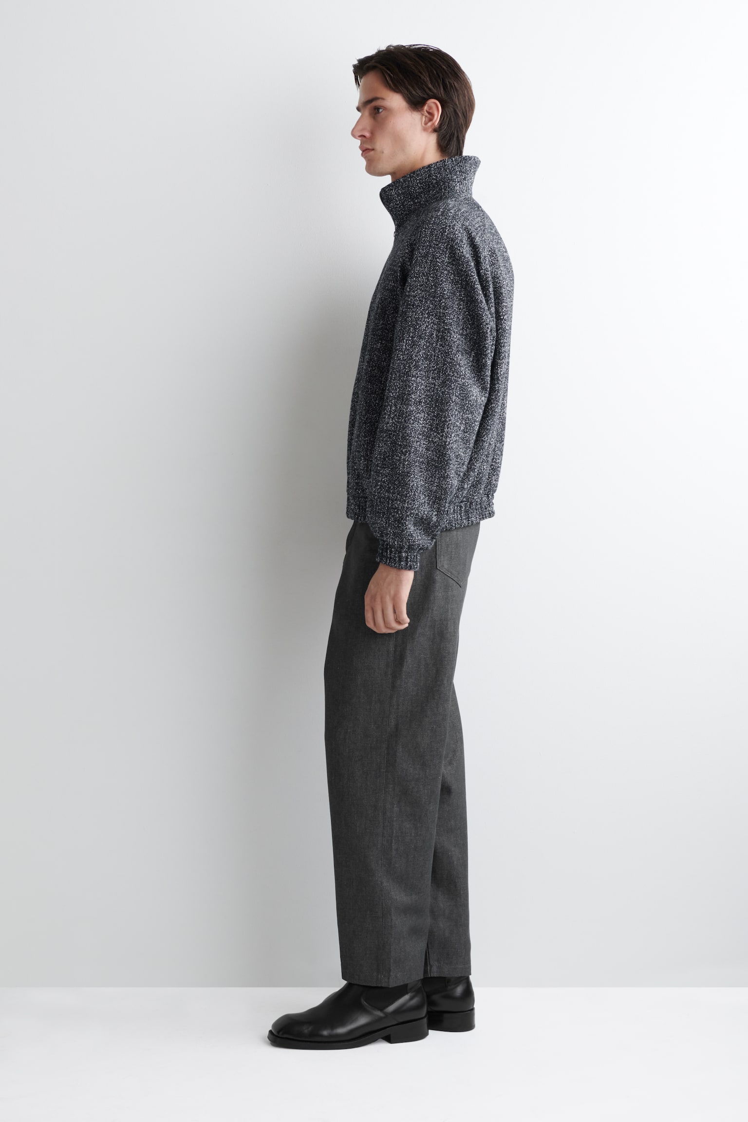 TRÄNINGSJACKA I TWEED - SVART - 8