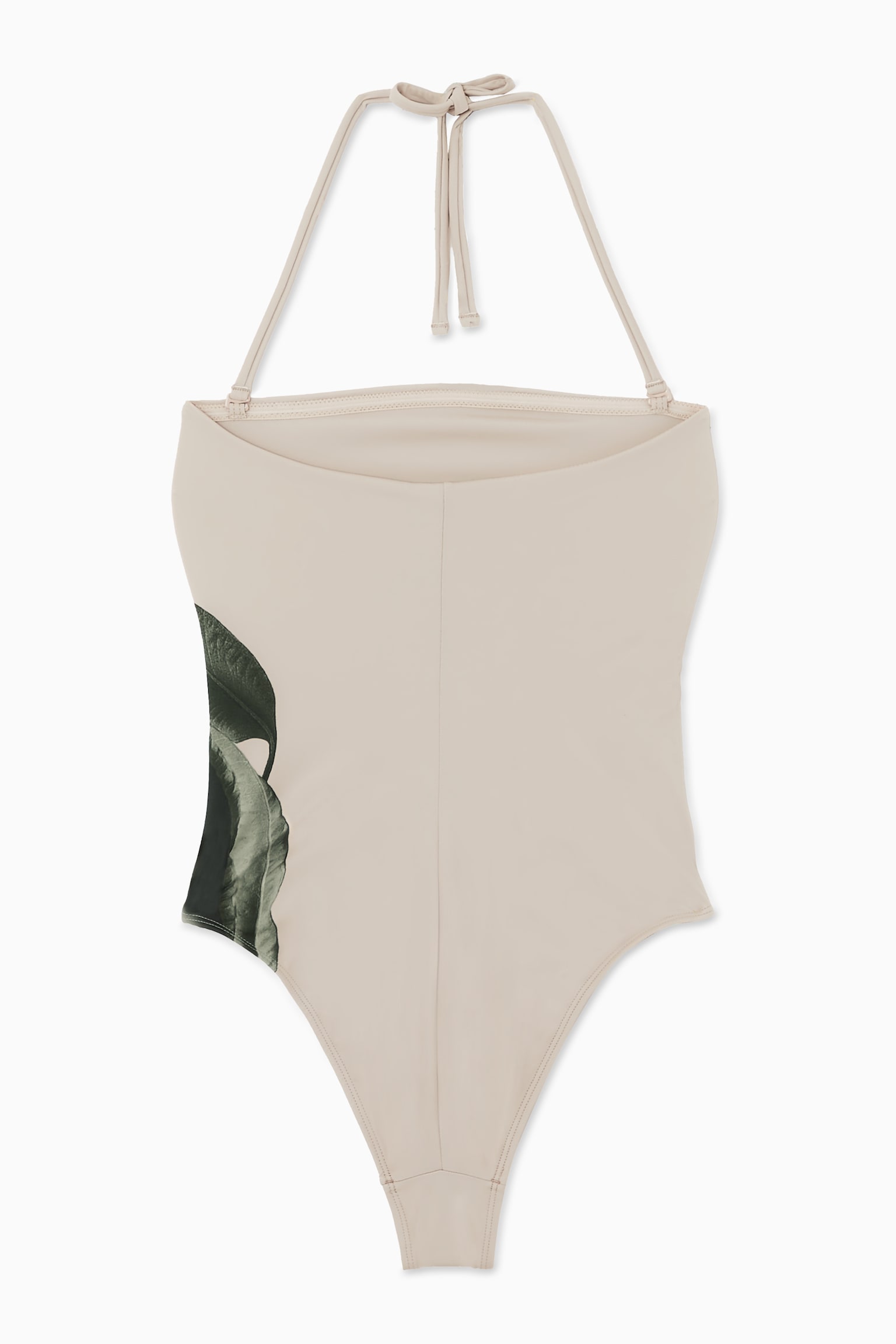 LEAF-PRINT BANDEAU SWIMSUIT - BEIGE / LEAF PRINT - 7