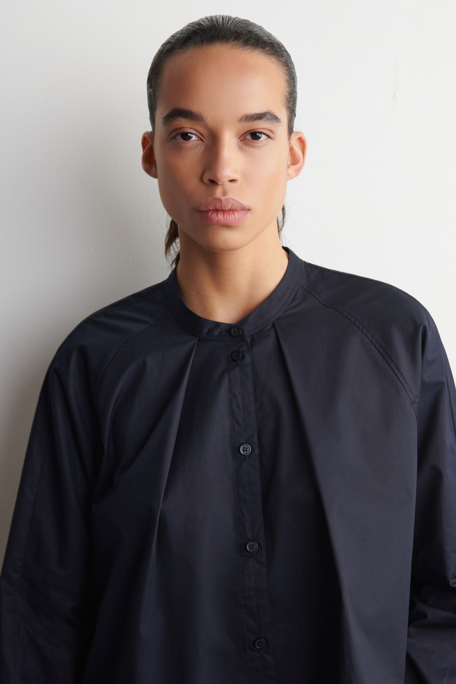 grandad‑kauluksellinen puuvillapaita - laivastonsininen/Punainen - 5