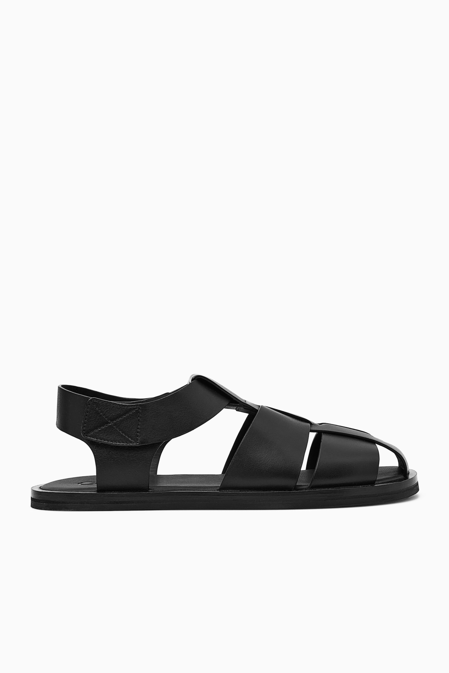 LEATHER FISHERMAN SANDALS - BLACK - 2