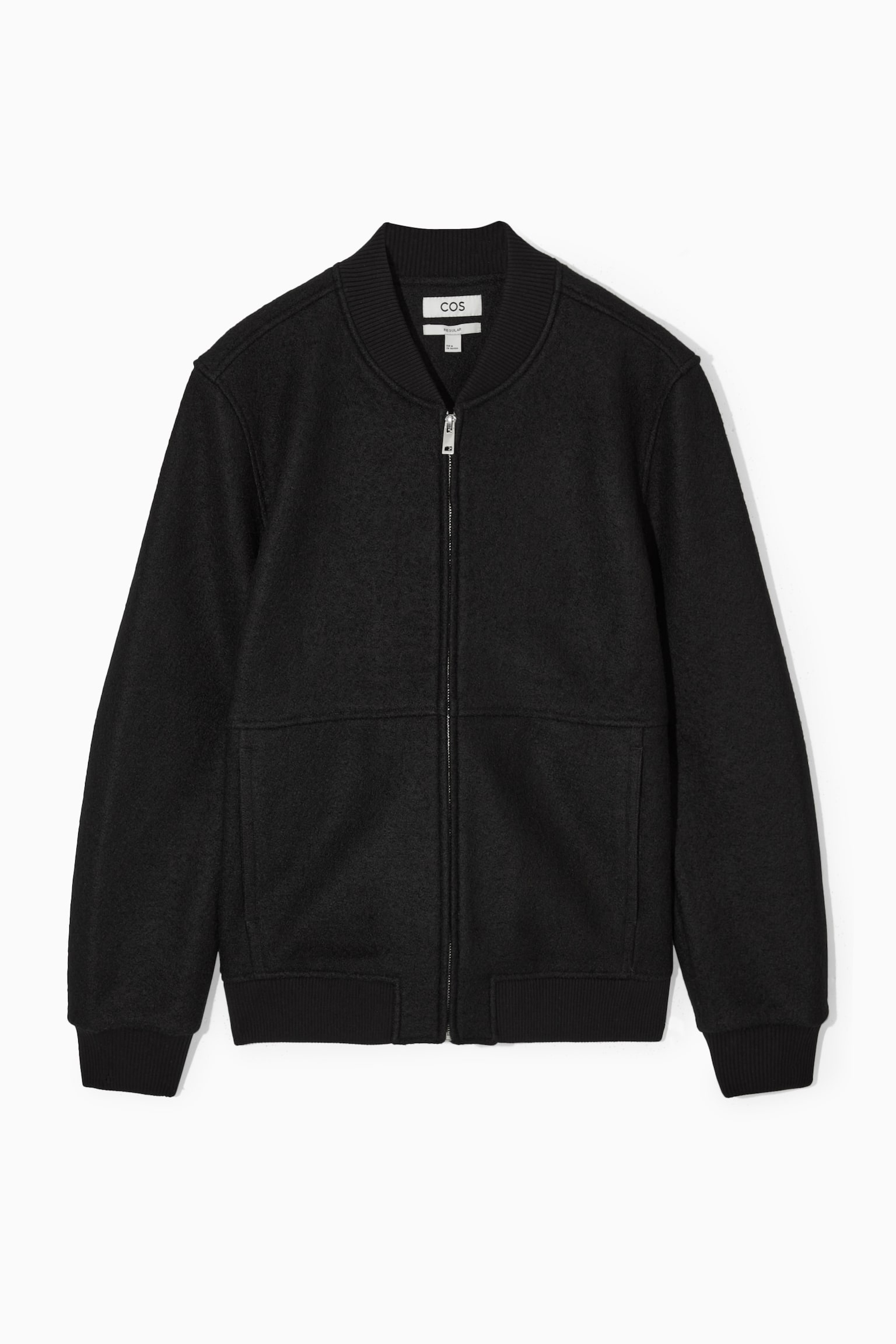 WOOL BOMBER JACKET - BLACK - 1