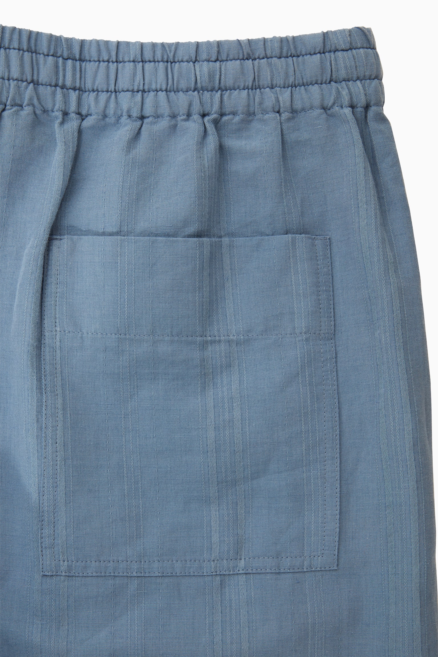 STRAIGHT-LEG TEXTURED LINEN TROUSERS - LIGHT BLUE - 2