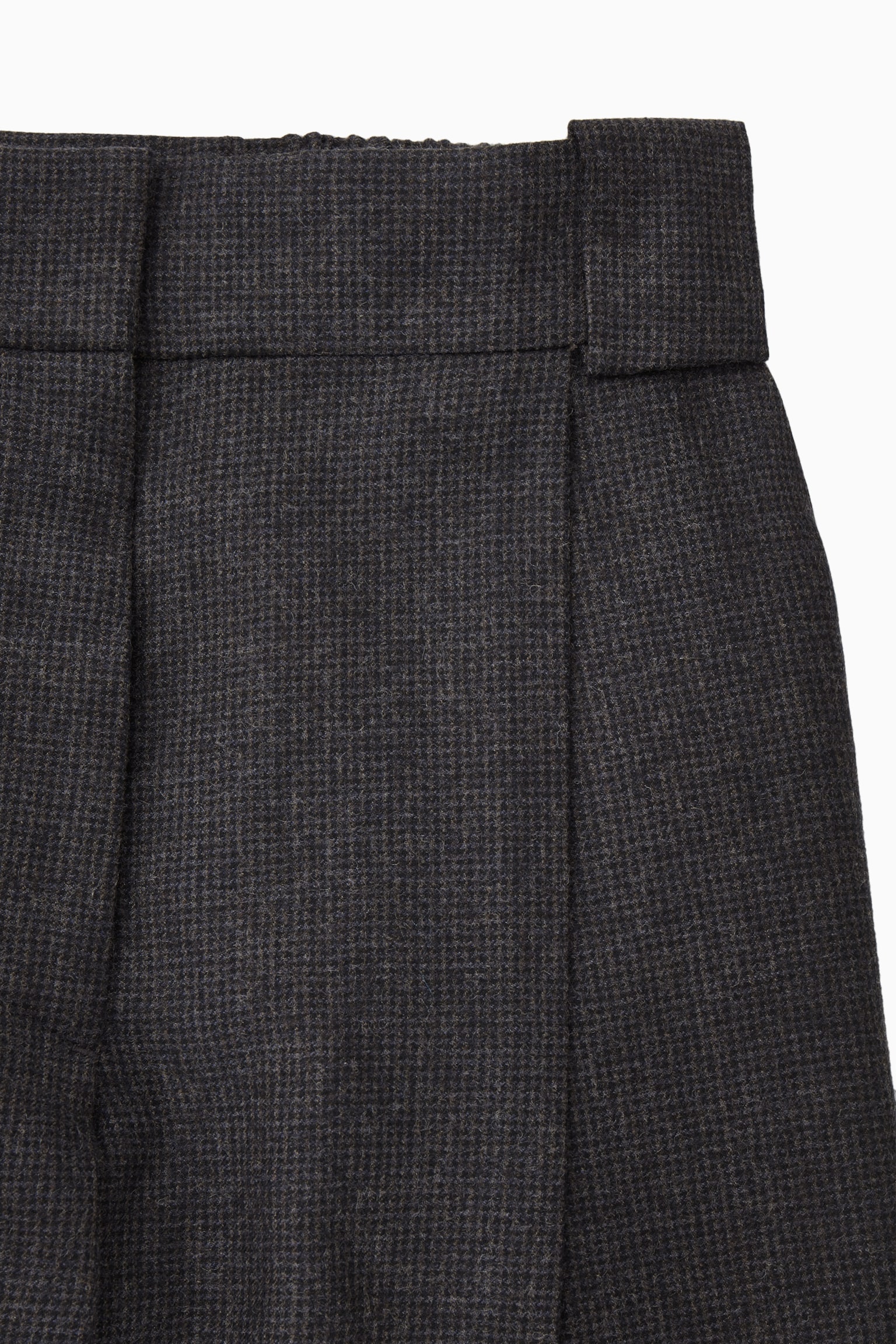 REGULAR WOOL-FLANNEL WIDE-LEG CULOTTES - DARK GREY / CHECKED/WHITE / BLACK - 3