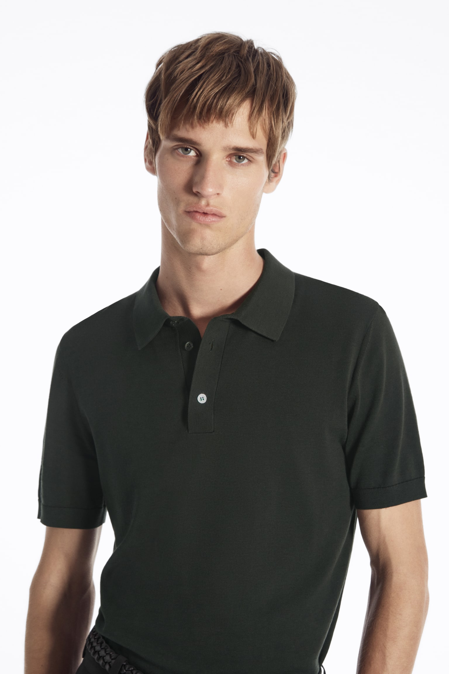 SLIM KNITTED SILK POLO SHIRT - DARK GREEN/DARK-GREY MÉLANGE/MINT GREEN/NAVY/DUSTY BLUE/COBALT BLUE/RUST RED - 6