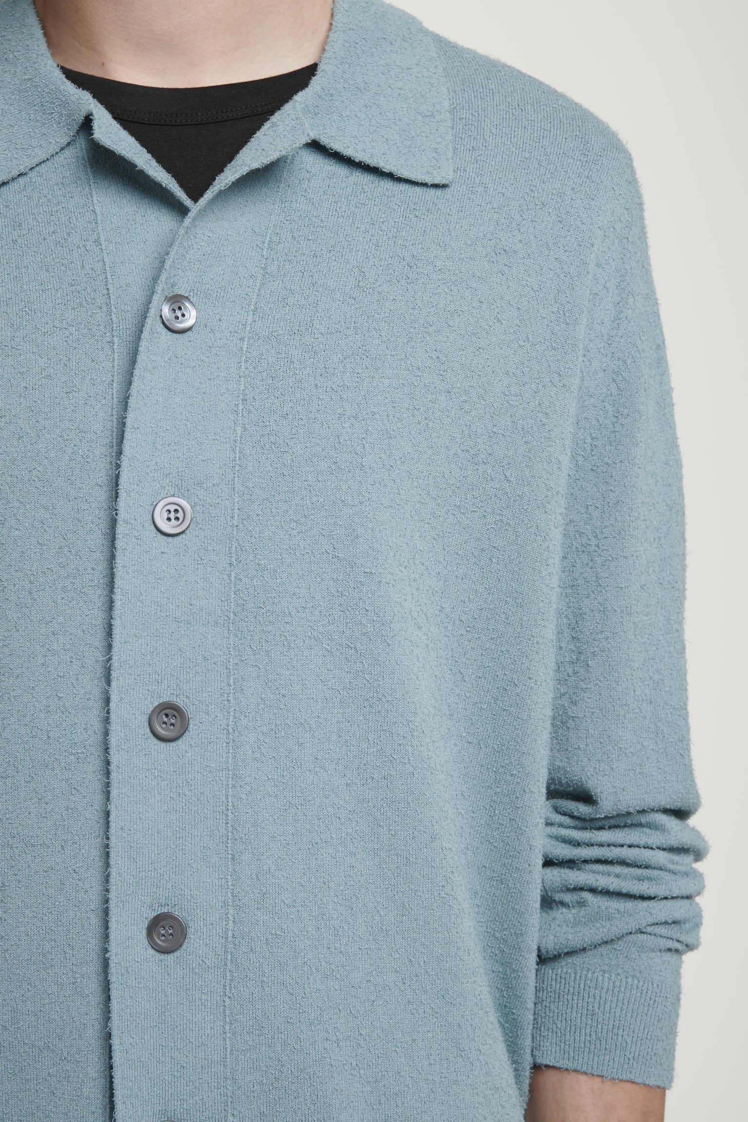 RELAXED TEXTURED-KNIT COTTON OVERSHIRT - TURQUOISE/NAVY/STONE - 8