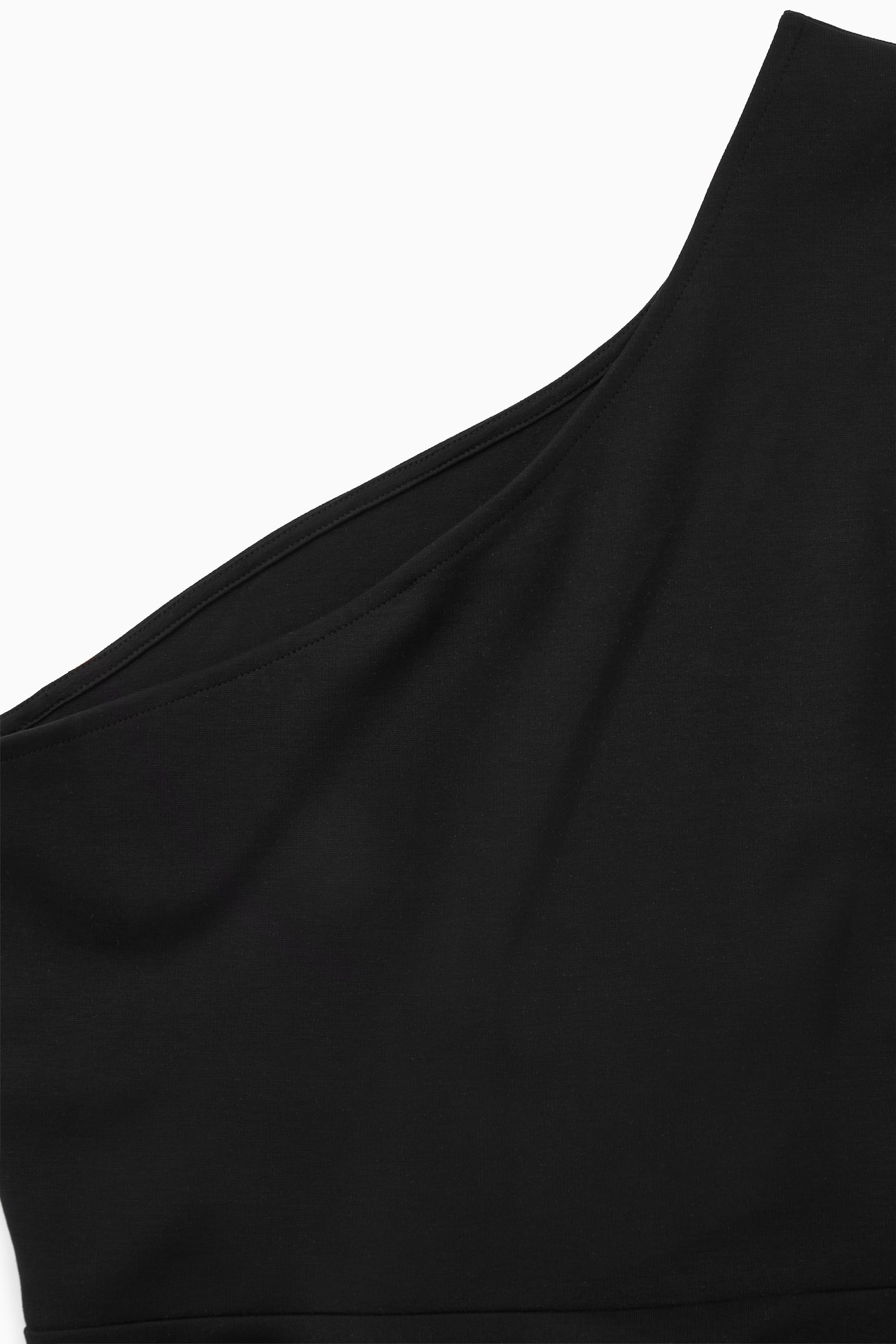 ASYMMETRIC ONE-SHOULDER MIDI DRESS - BLACK - 2