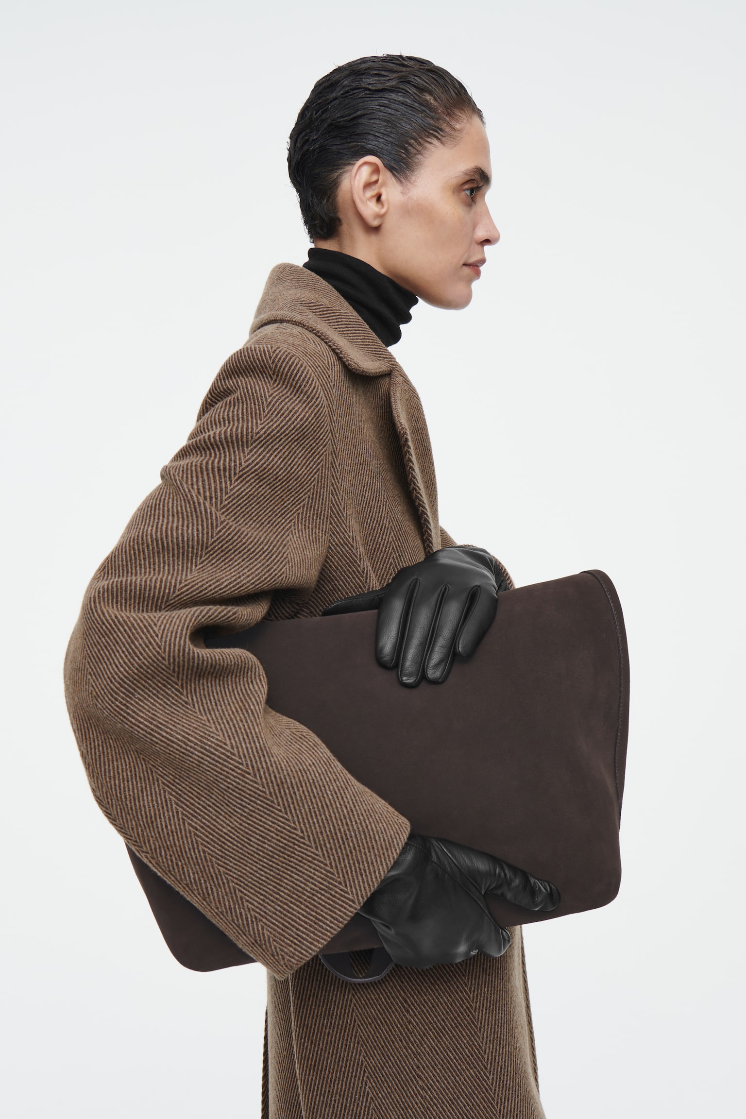 CASHMERE-LINED LEATHER GLOVES - BLACK/DARK GREEN