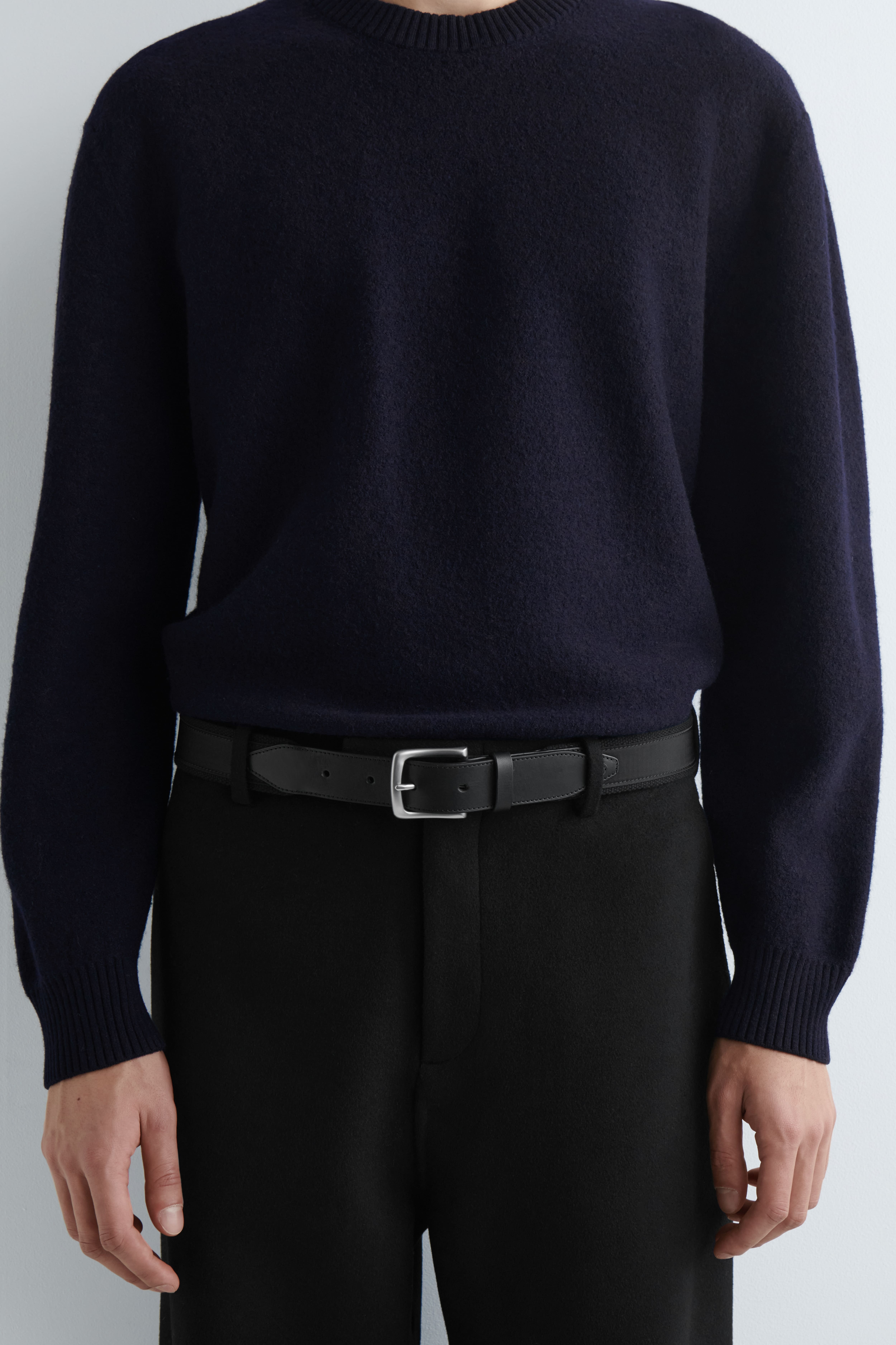 RIEM VAN WEBBING MET LEREN DETAILS - ZWART/GRIJS