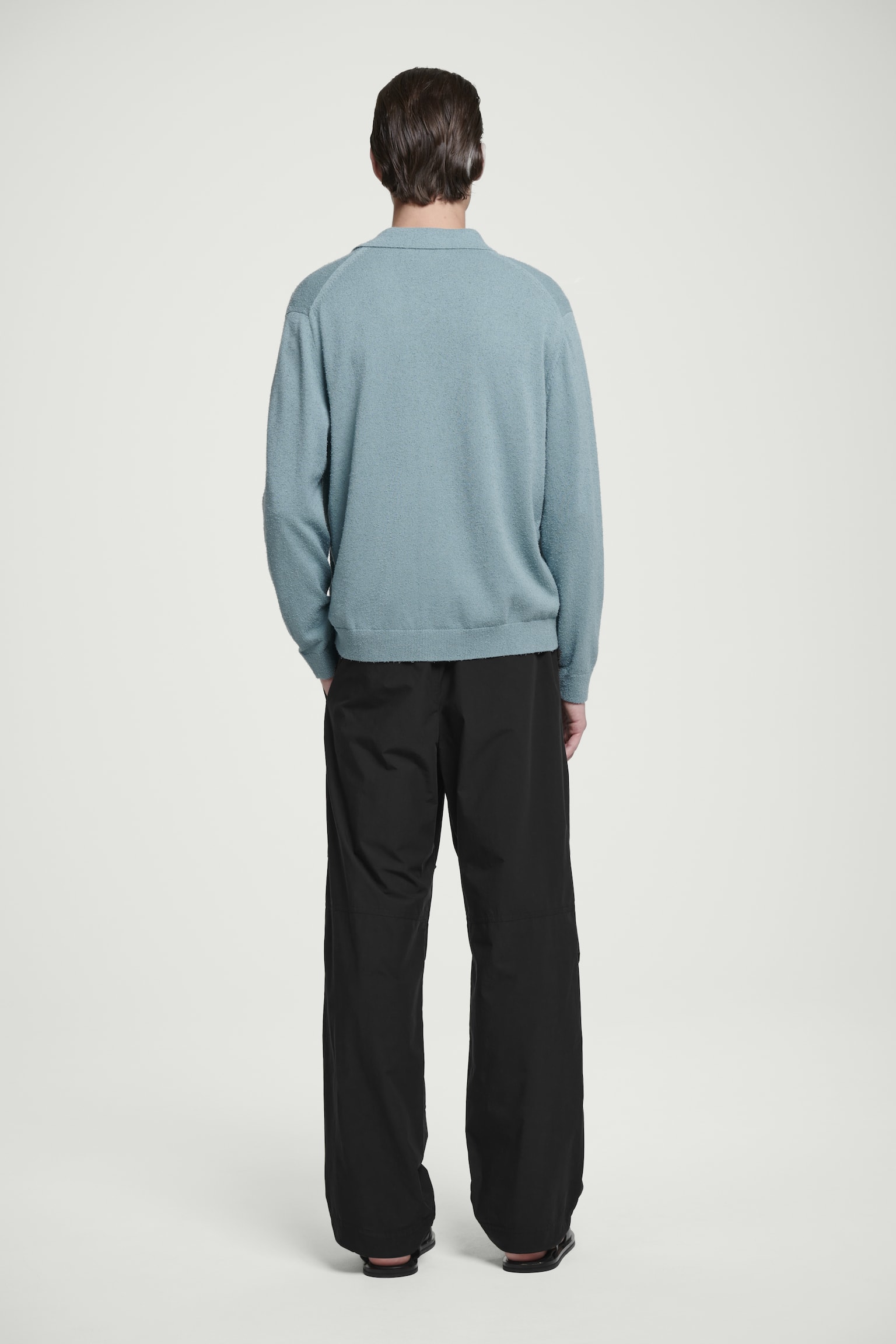 RELAXED TEXTURED-KNIT COTTON OVERSHIRT - TURQUOISE/NAVY/STONE - 7