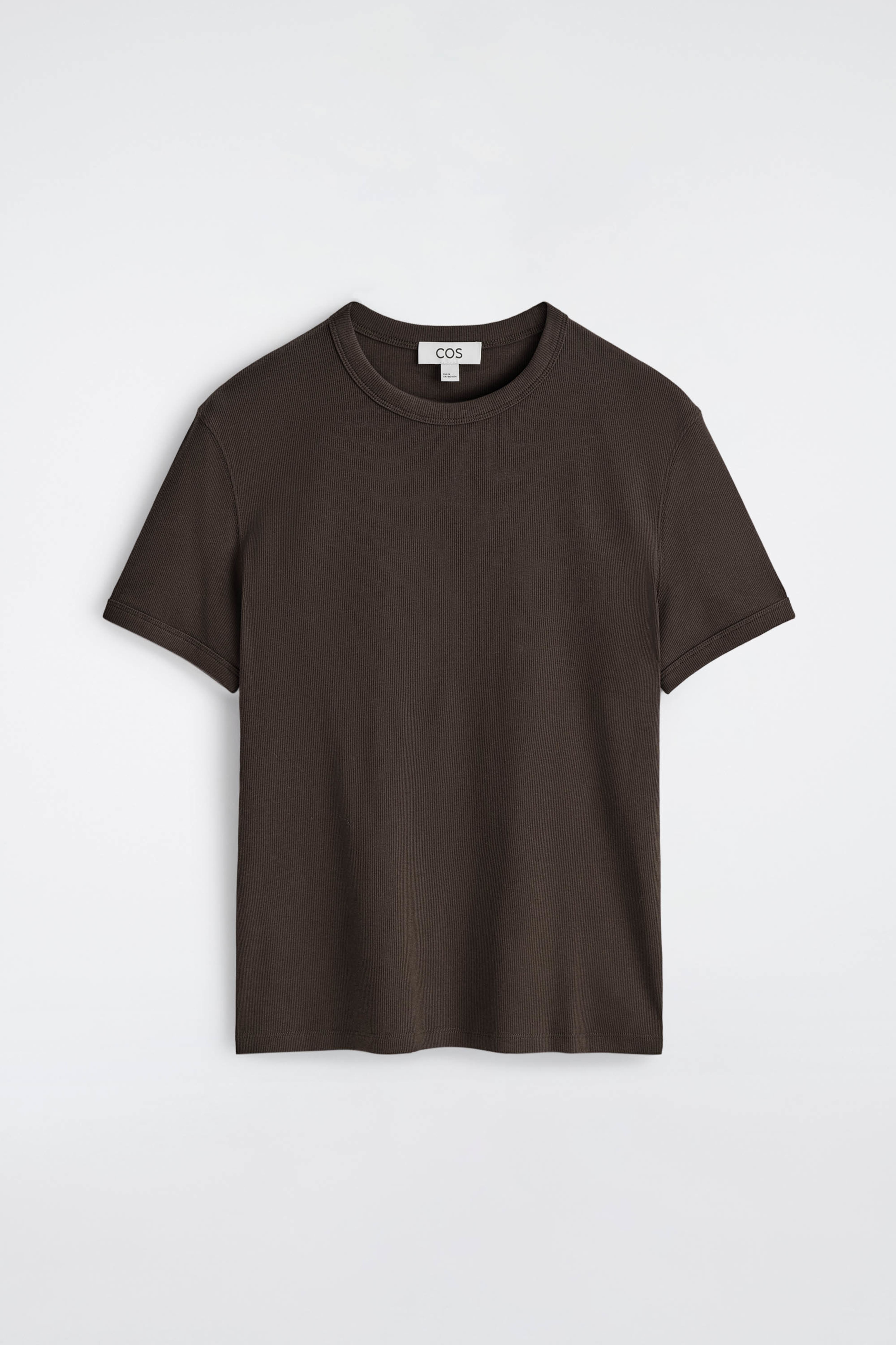 SCHMAL GESCHNITTENES GERIPPTES BAUMWOLL-T-SHIRT - BRAUN/KHAKI/DUNKLES KHAKI