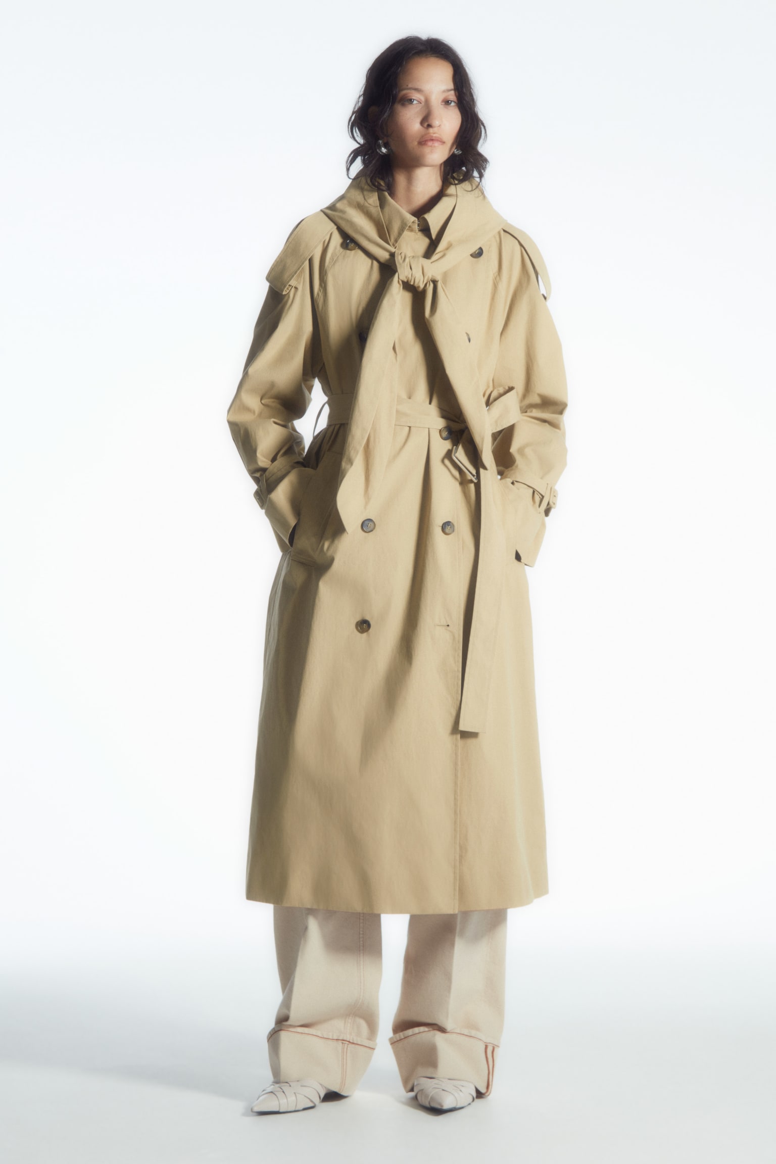 HOODED TRENCH COAT - BEIGE - 8