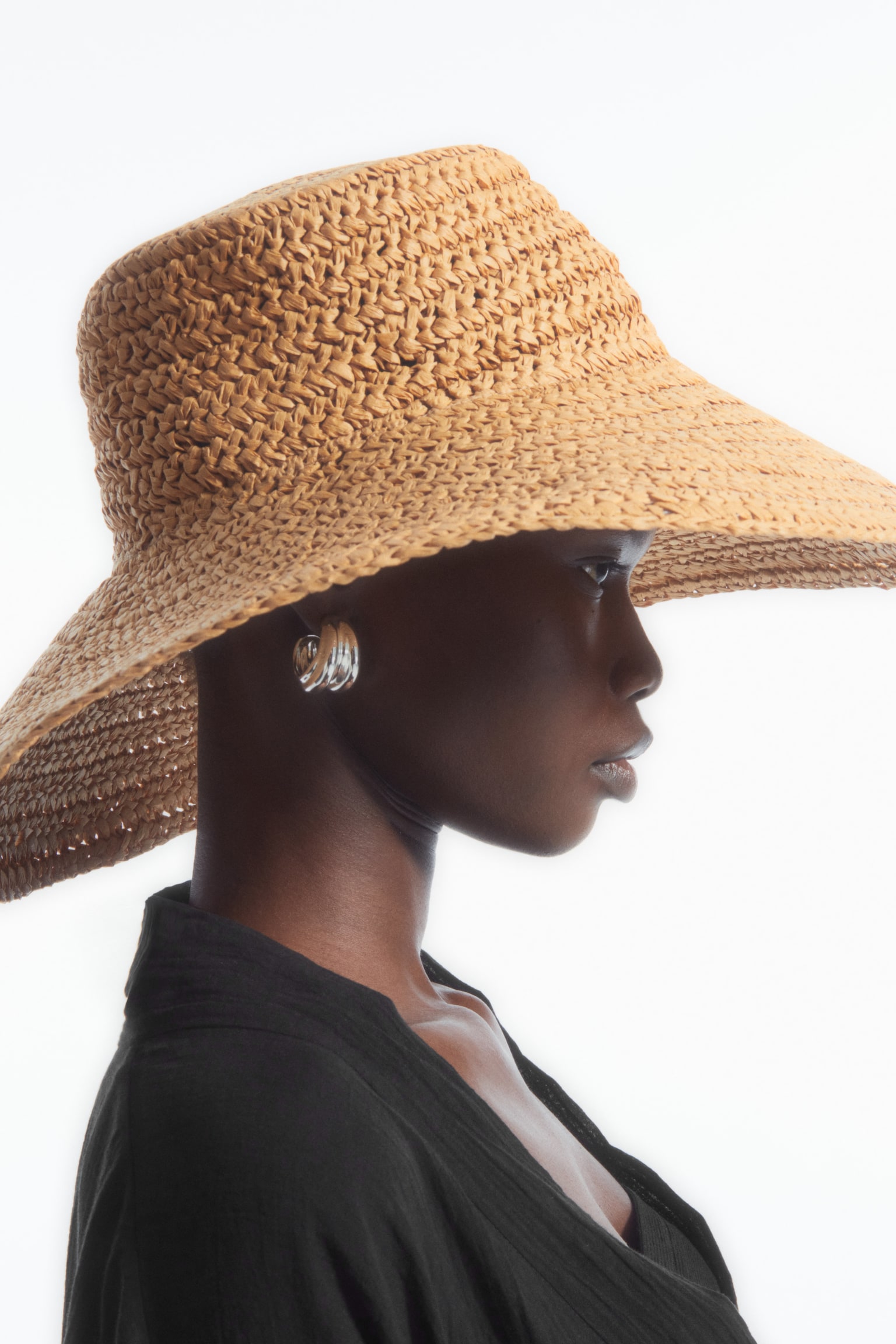 WOVEN STRAW HAT - BEIGE/BLACK - 5