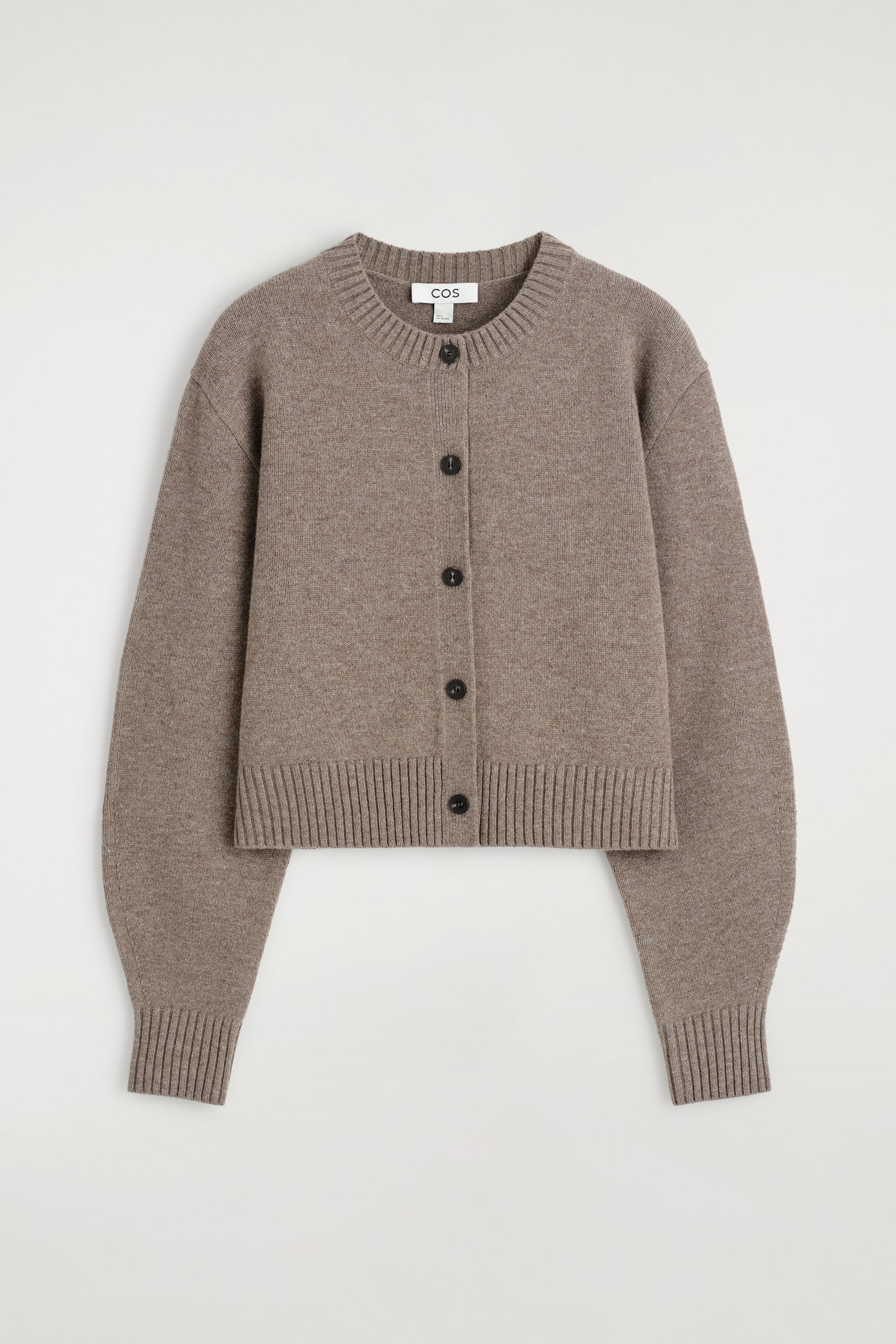 MERINO WOOL CARDIGAN - BEIGE MÉLANGE/BLACK/BUTTER YELLOW - 2