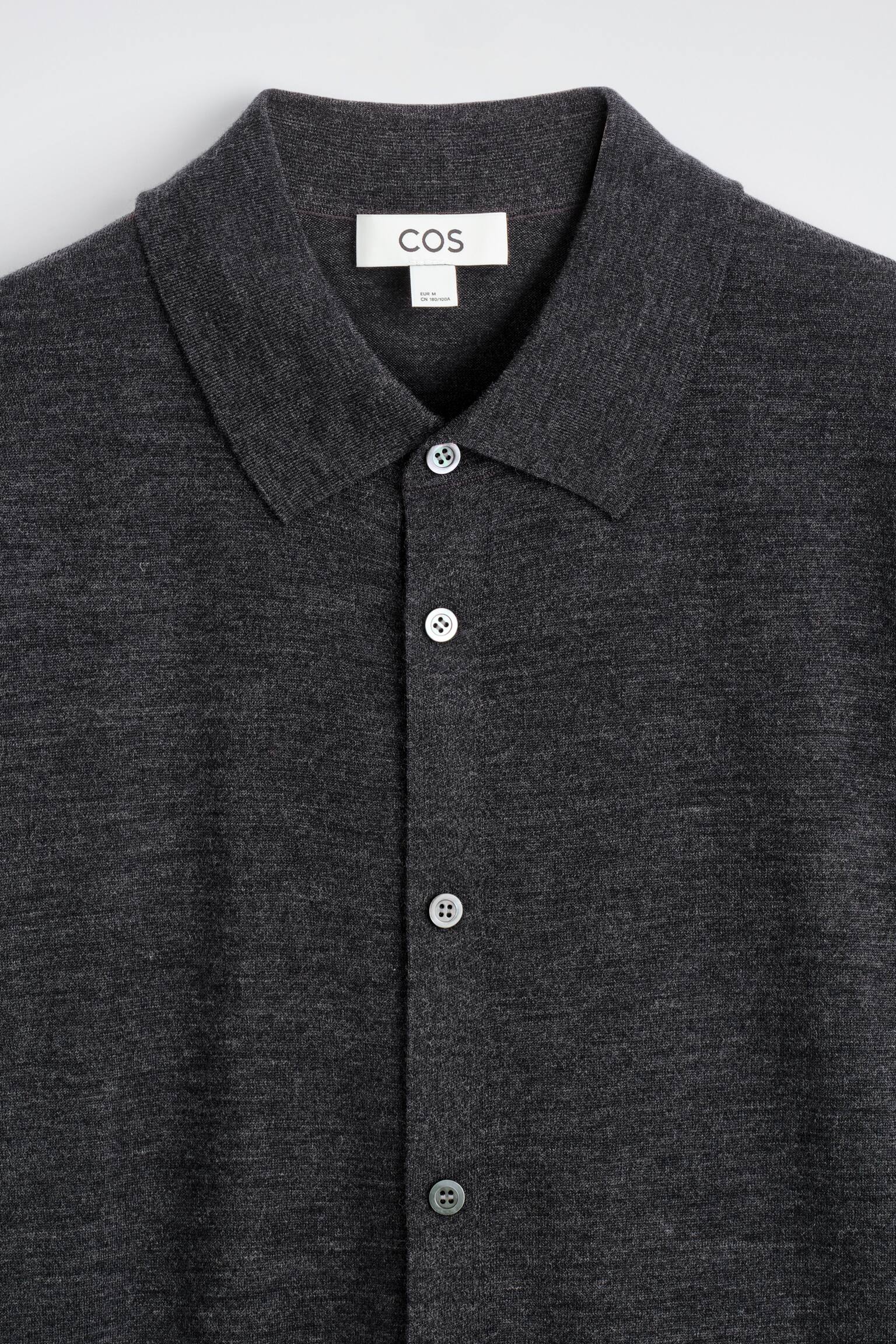 Gebreid shirt van merinowol - Antraciet/Bruin gemêleerd/ZWART - 5