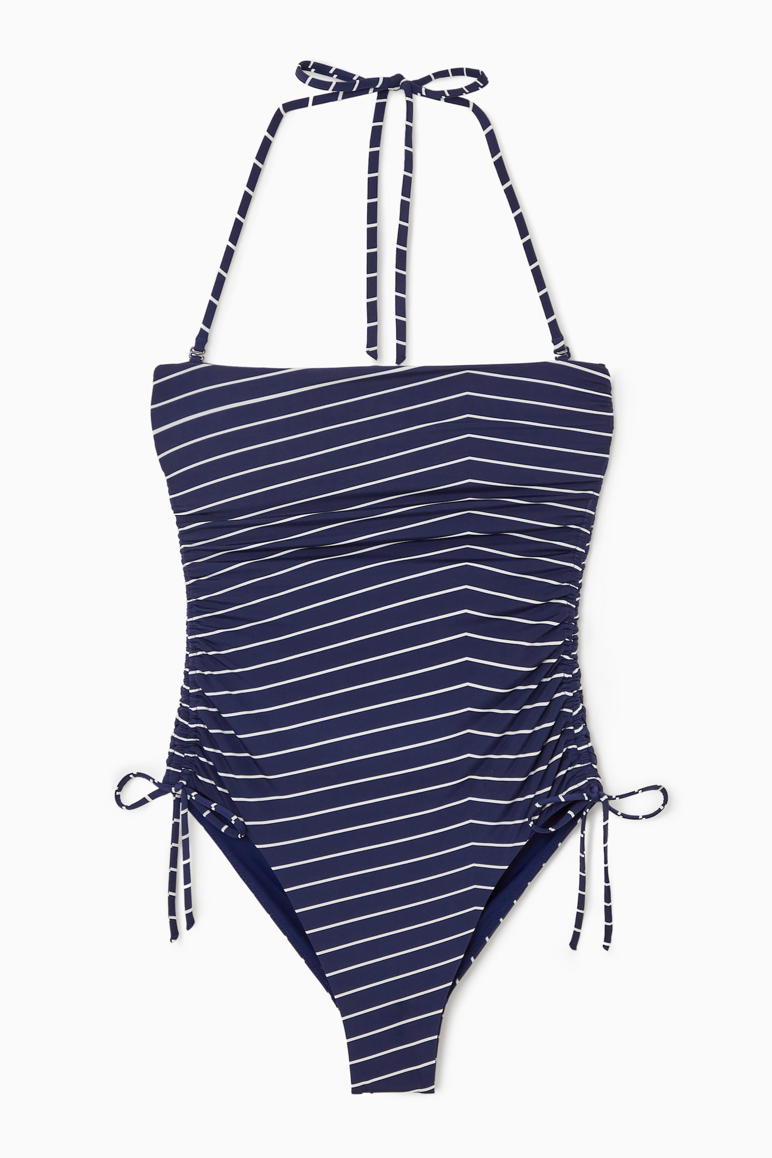 RUCHED BANDEAU SWIMSUIT - NAVY / STRIPED/BLACK - 2