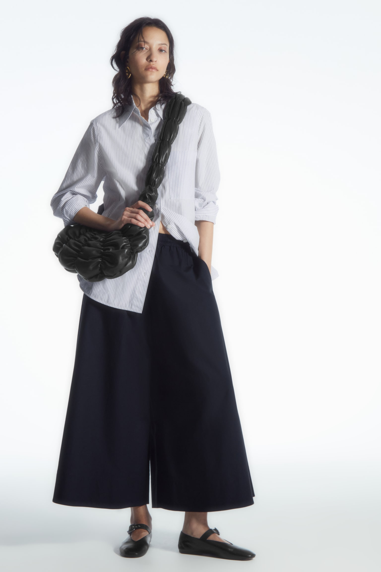 VOLUMINOUS CULOTTES - NAVY/LIGHT BEIGE/BLACK - 1