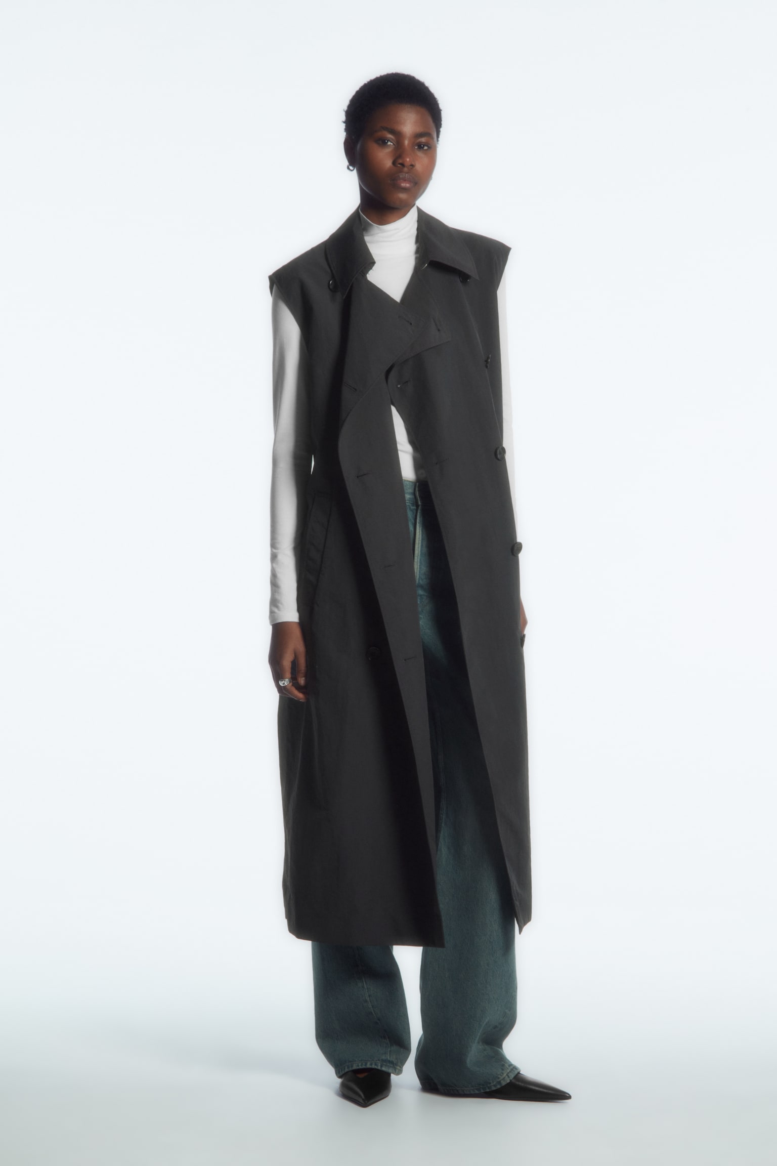 CONVERTIBLE NYLON TRENCH COAT - DARK GREY - 5