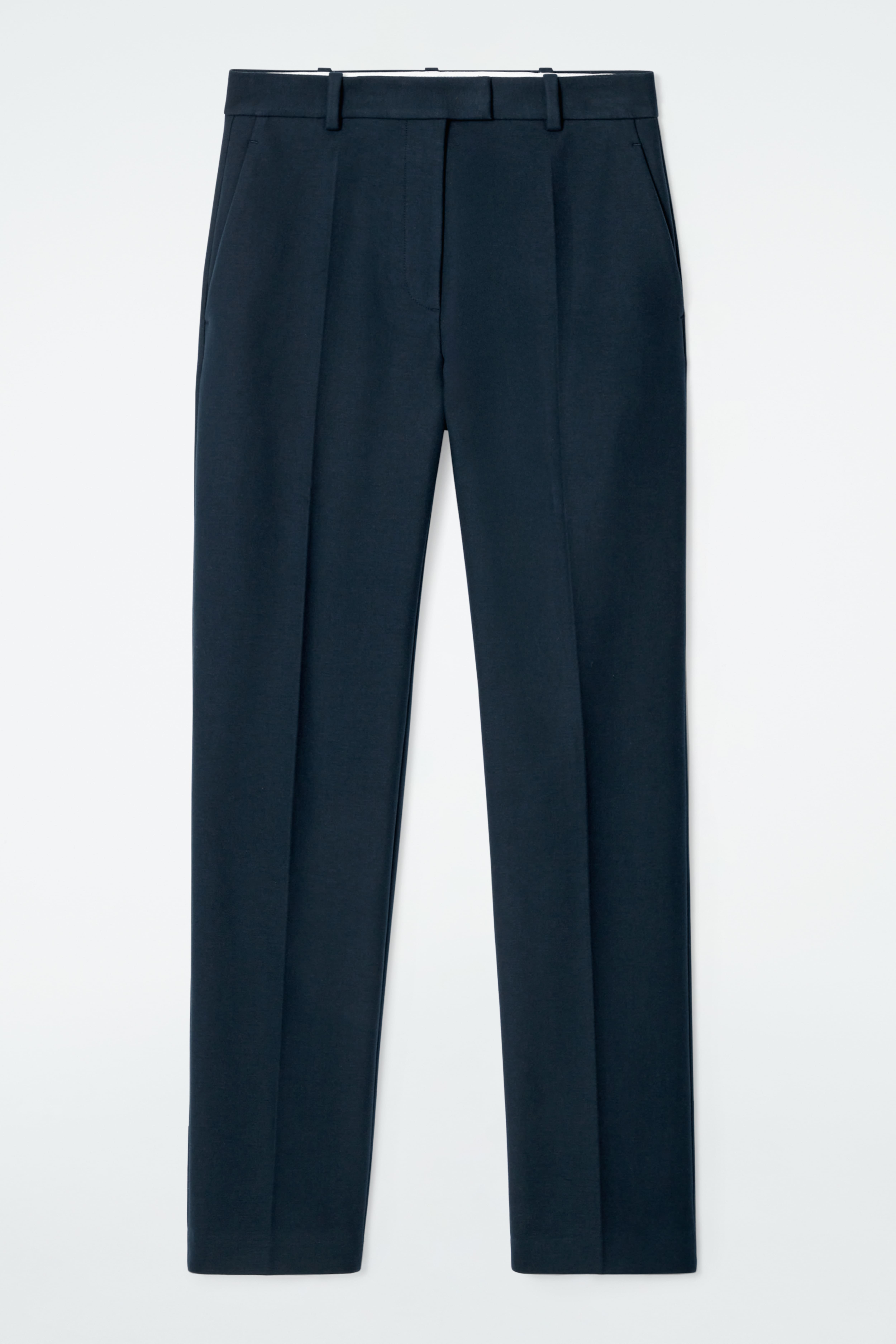 REGULAR COTTON SLIM-LEG TROUSERS - NAVY - DAMES | H\u0026M NL
