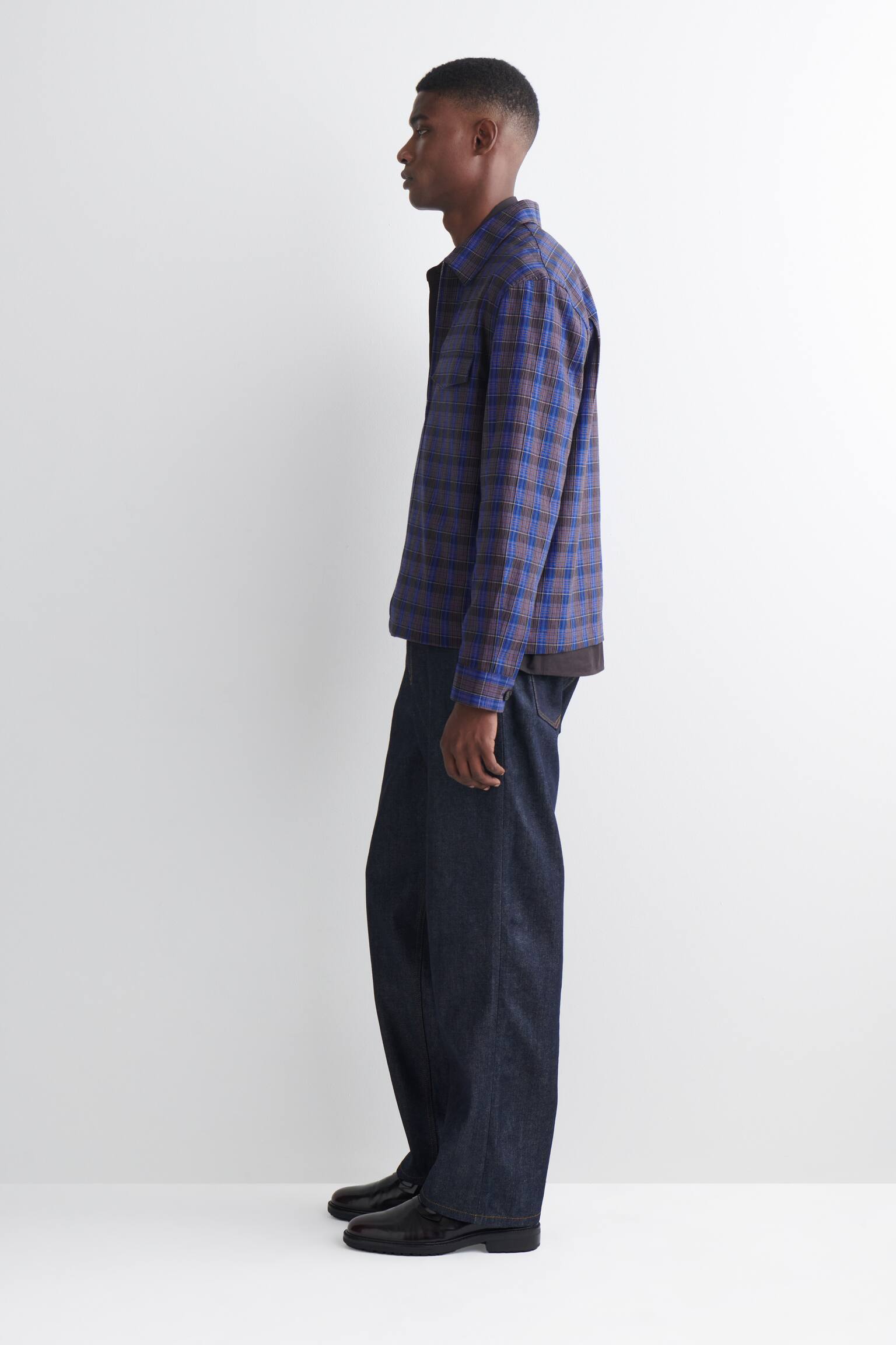 COTTON ZIPPED OVERSHIRT - BLÅ / TERNET - 7
