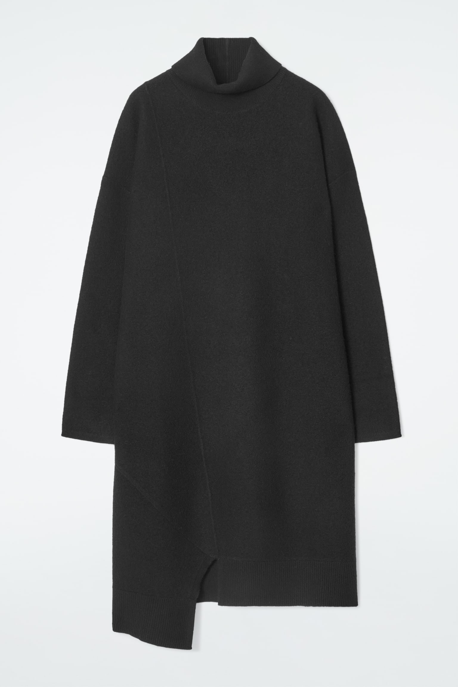 ASYMMETRIC MERINO WOOL DRESS - BLACK/DARK GREY - 2