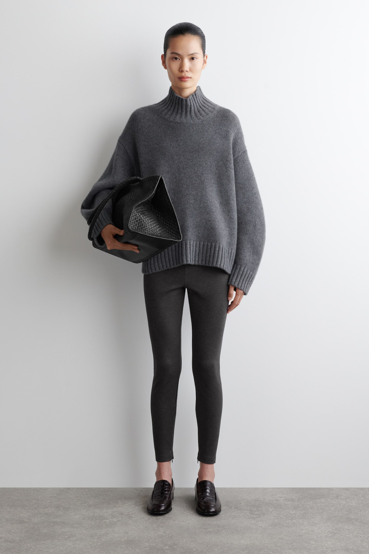 ZIPPED-CUFF LEGGINGS - ТЪМНОСИВ МЕЛАНЖ - 4