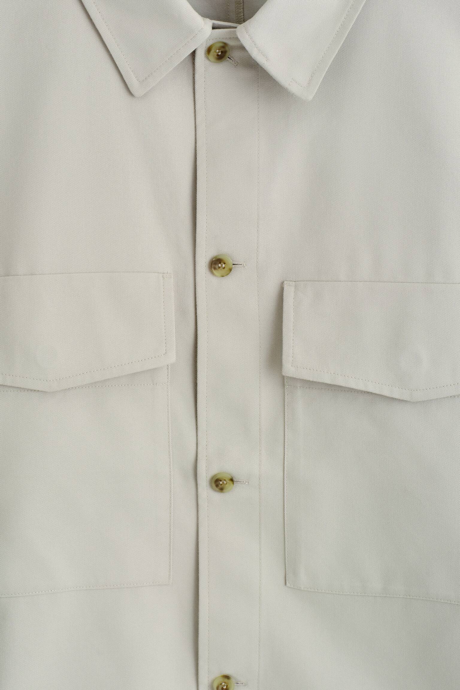 LOCKERE HEMDJACKE AUS BAUMWOLLE - Hellgrau/DUNKELBRAUN - 3