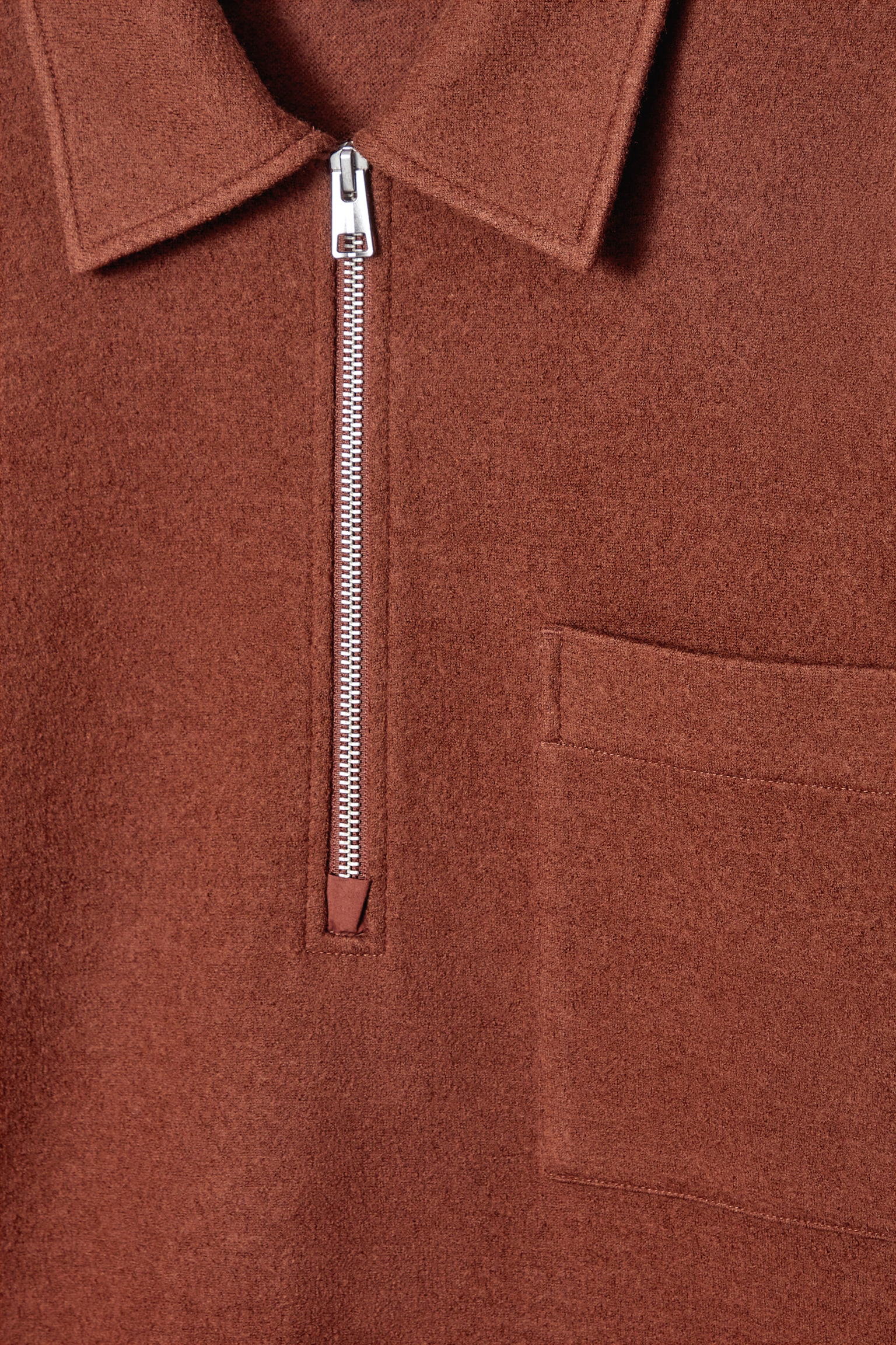 HALF-ZIP WOOL-BLEND JUMPER - RUST/DARK GREEN - 5